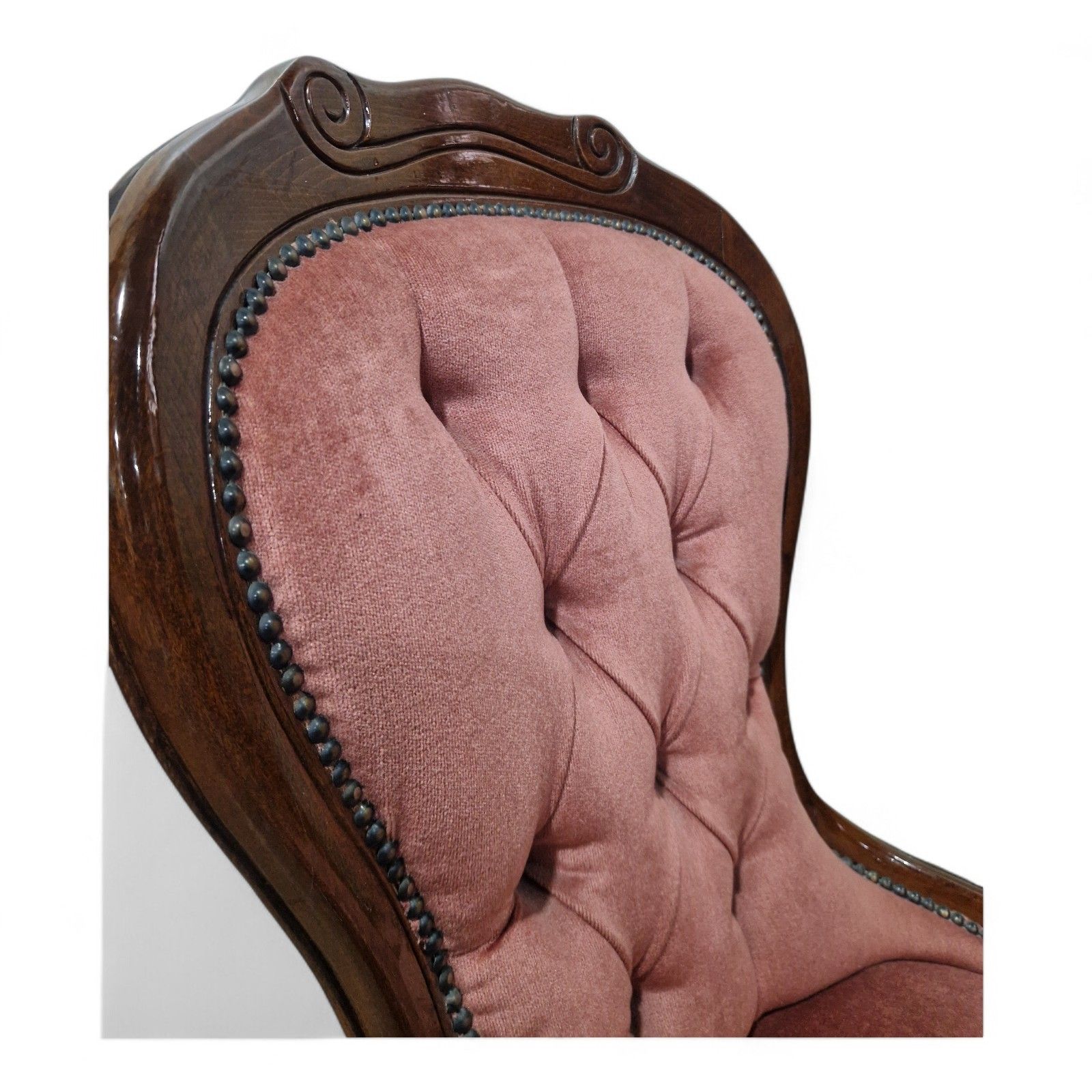 95.0 Victorian Style Nursing Chair Carved Bedroom Occasional Upholstered Seat photo