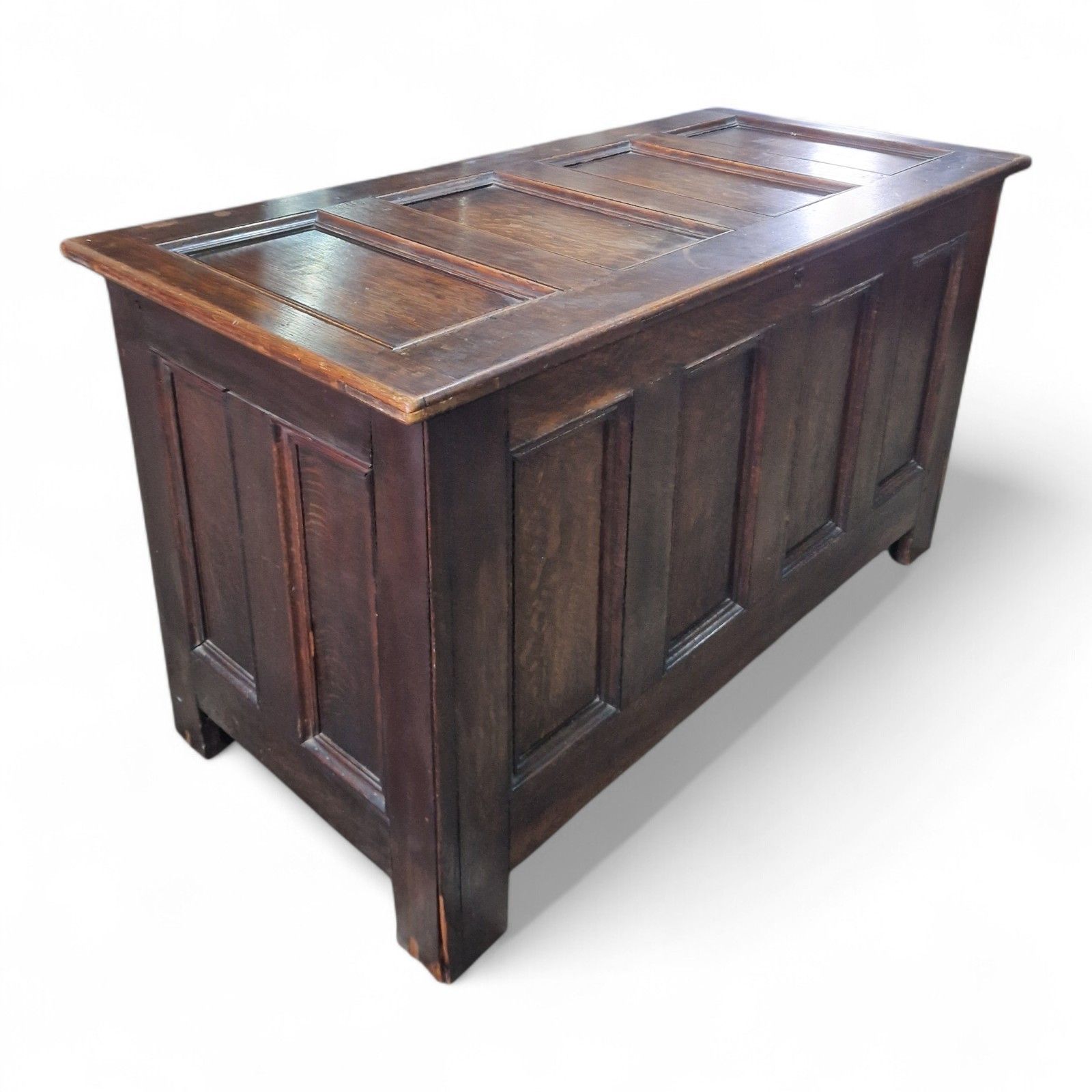 19th Century Panelled Coffer Large Antique Oak Blanket Chest Trunk Oversized