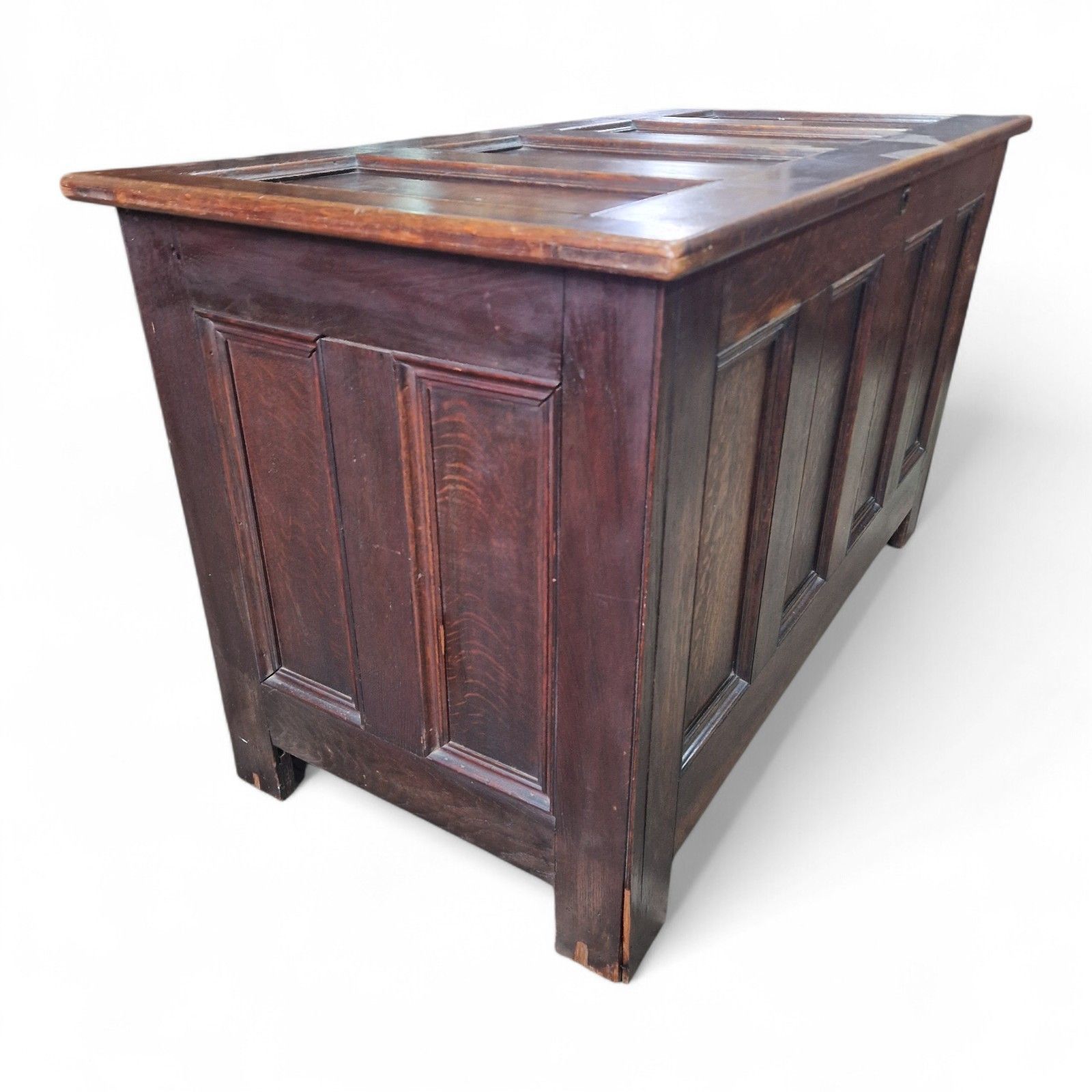 photo for sale 19th Century Panelled Coffer Large Antique Oak Blanket Chest Trunk Oversized