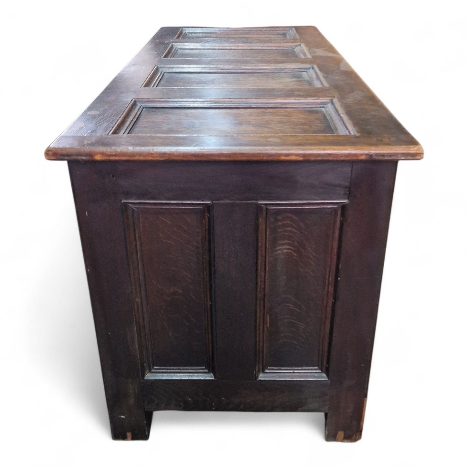 Furniture 19th Century Panelled Coffer Large Antique Oak Blanket Chest Trunk Oversized photo