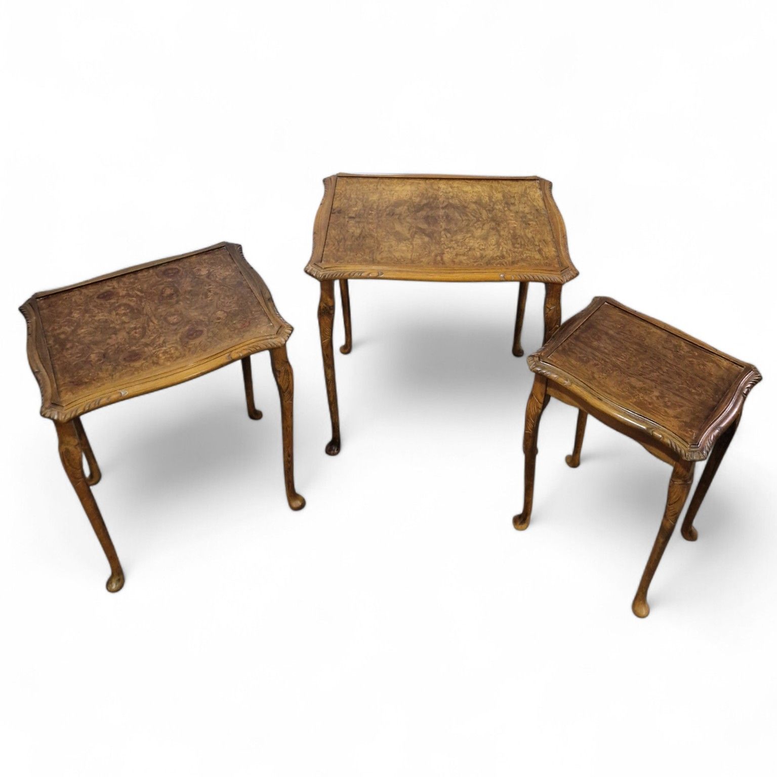 Carved Nest Of 3 Side Tables – Antique Style Occasional Tables Nesting Tables photo Furniture