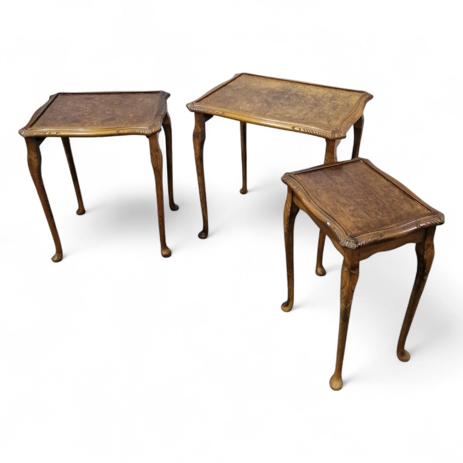 Carved Nest Of 3 Side Tables – Antique Style Occasional Tables Nesting Tables photo 60.0