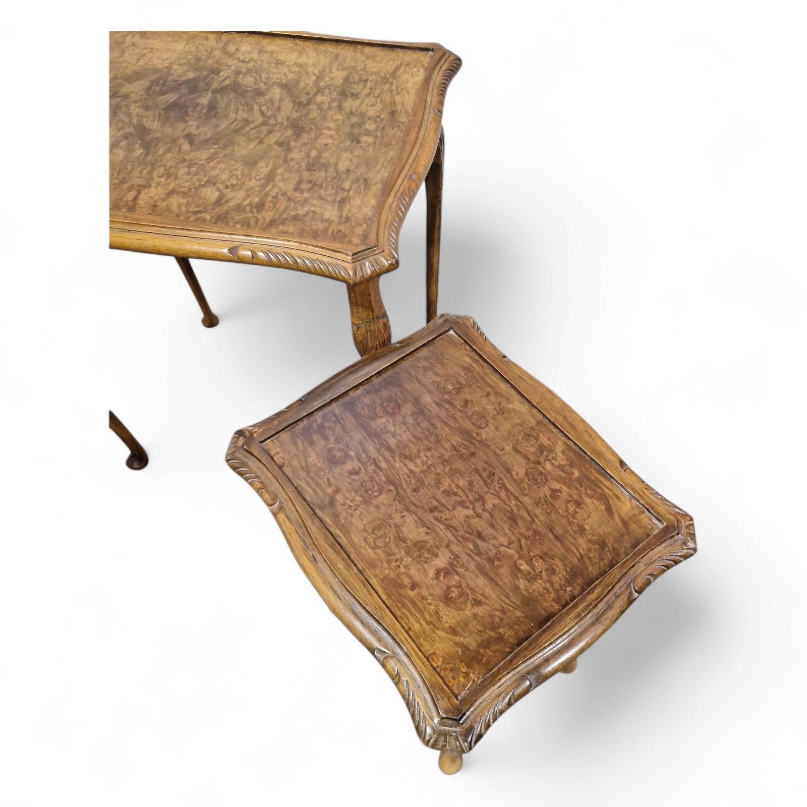 Carved Nest Of 3 Side Tables – Antique Style Occasional Tables Nesting Tables photo vinterior