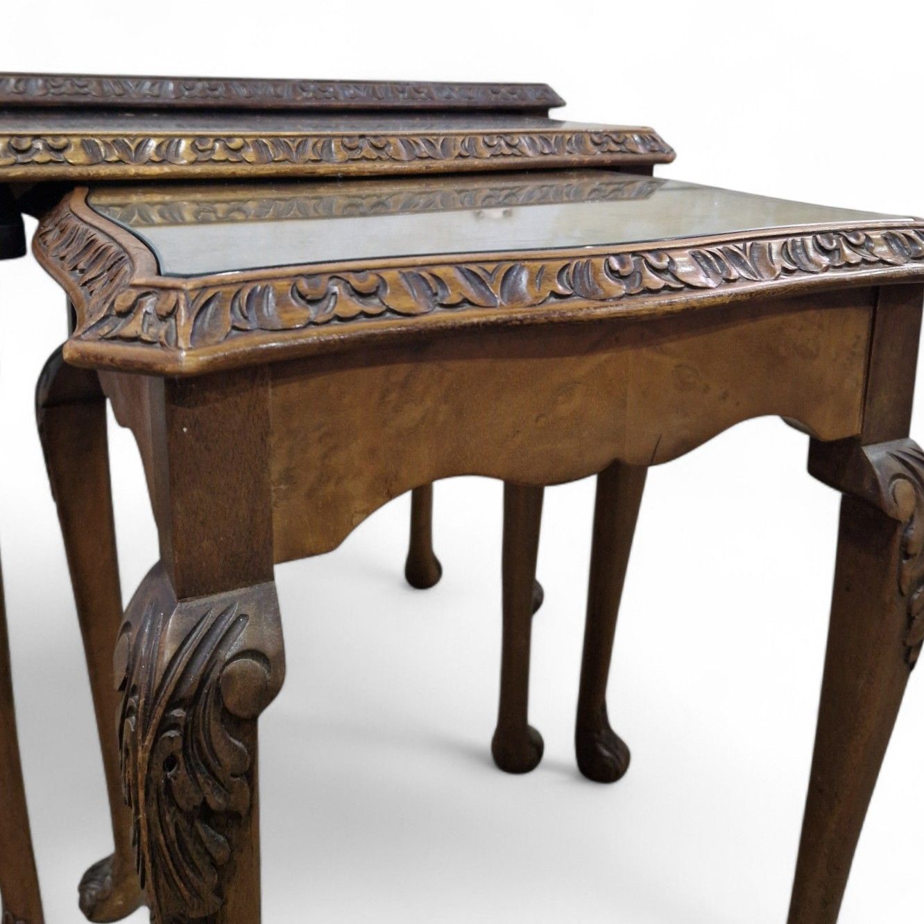 photo buy Carved Nest Of 3 Side Tables – Antique Style Occasional Tables Nesting Tables