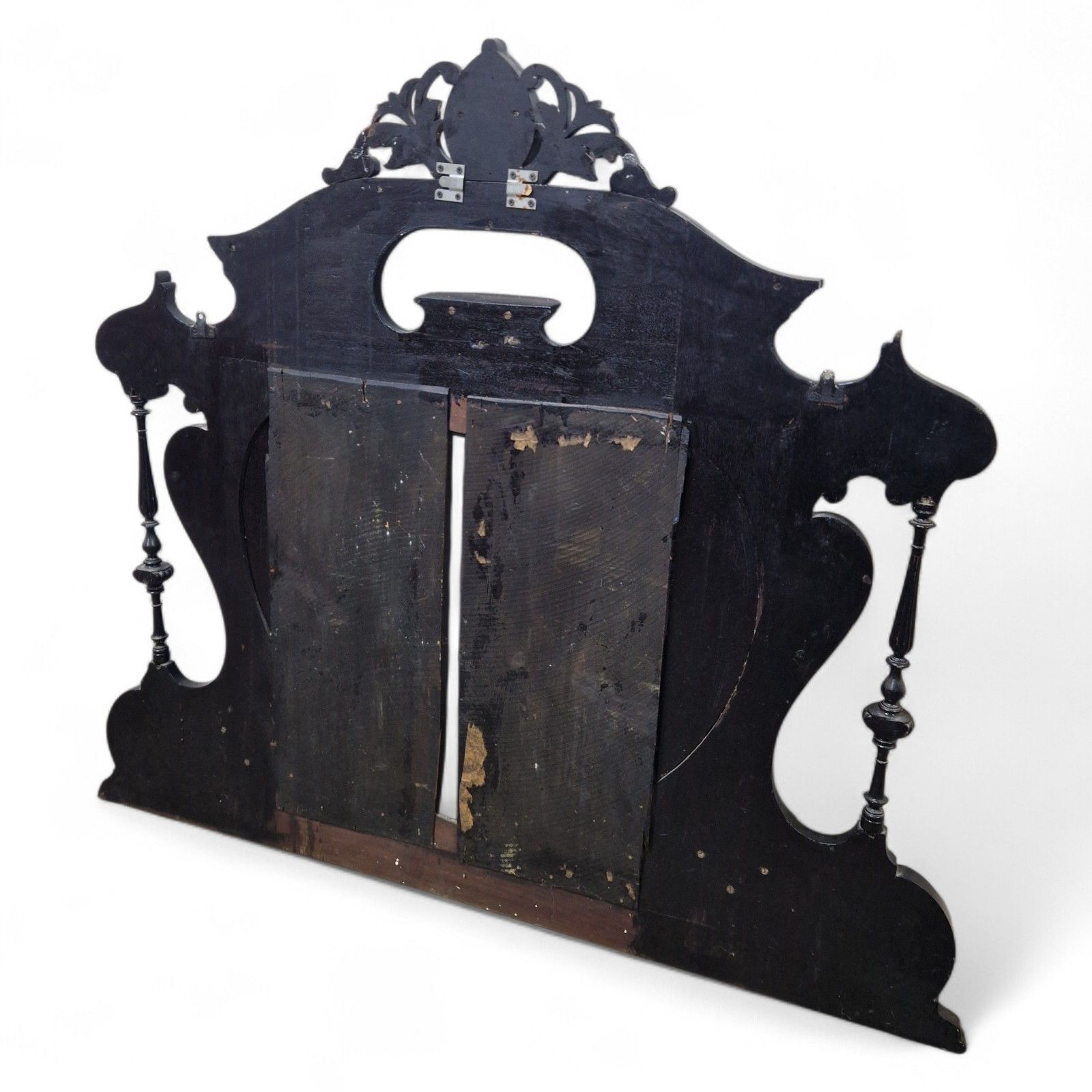 photo buy Victorian Overmantel Mirror Large Black Carved Heart Shaped Wall Mirror