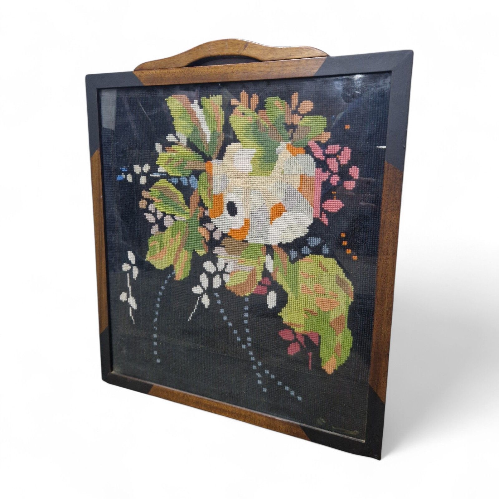 Embroidered Firescreen Wall Hanging Framed Needlework Decorative Textile Art