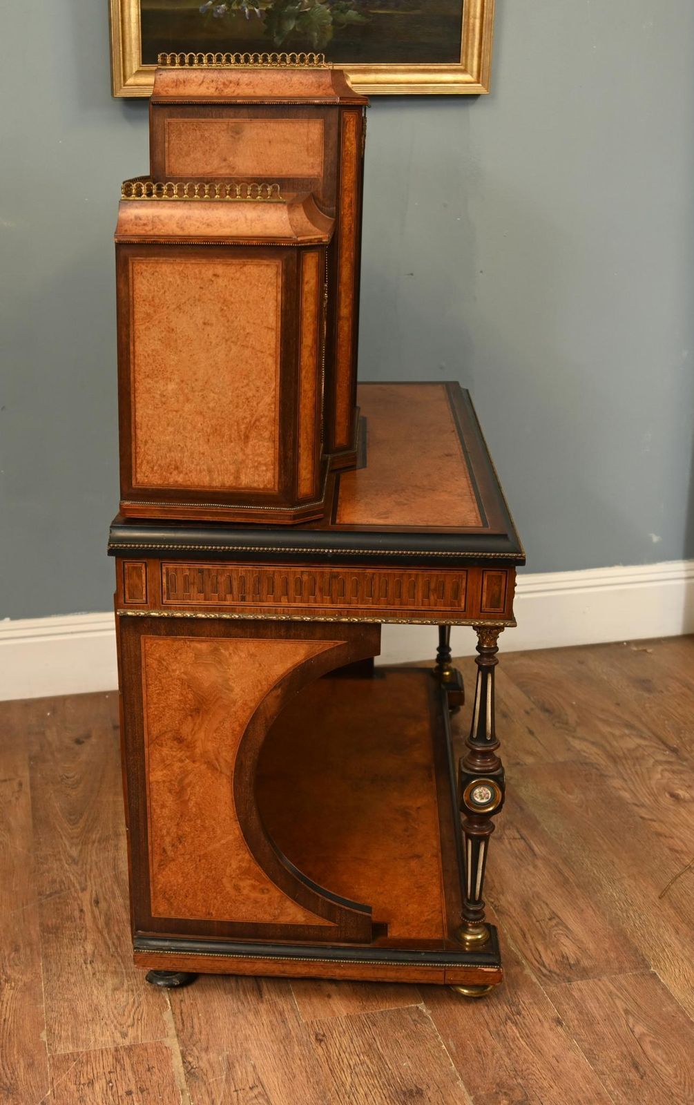 Victorian Bonheur De Jour Desk Amboyna Sevres Plaques 1860 photo furniture