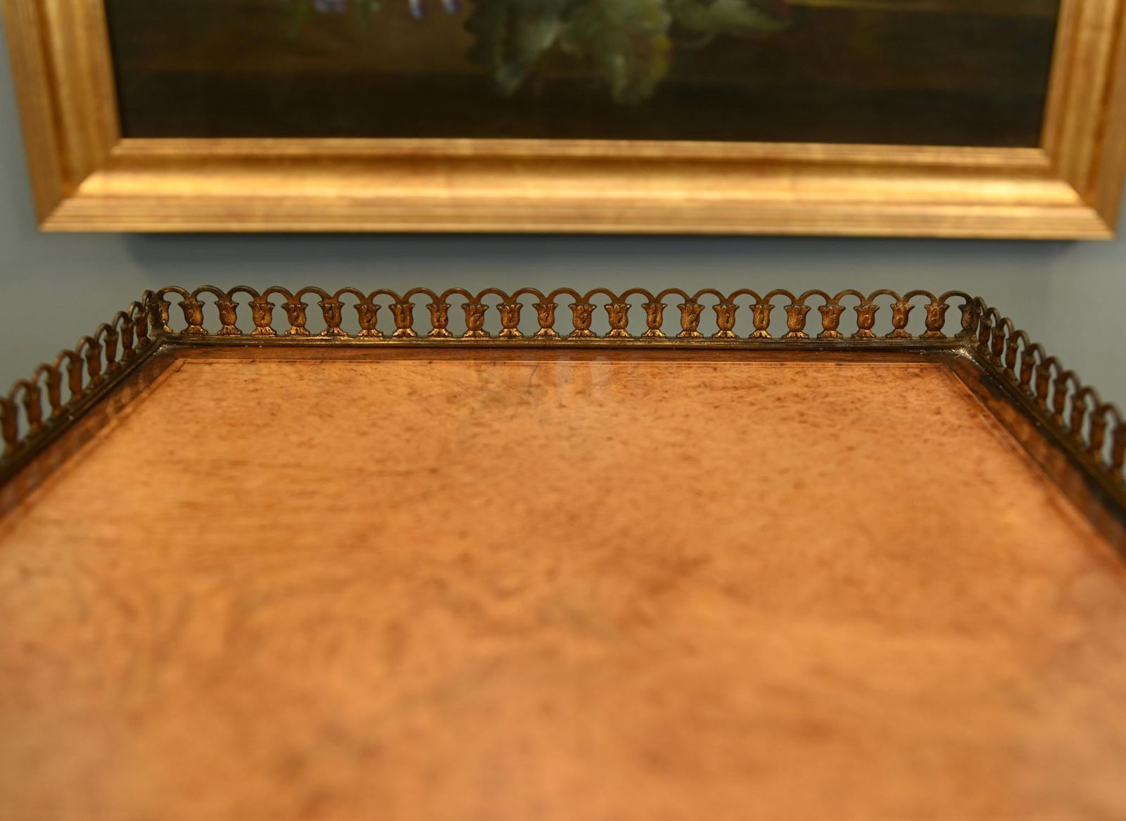 photo for sale Victorian Bonheur De Jour Desk Amboyna Sevres Plaques 1860