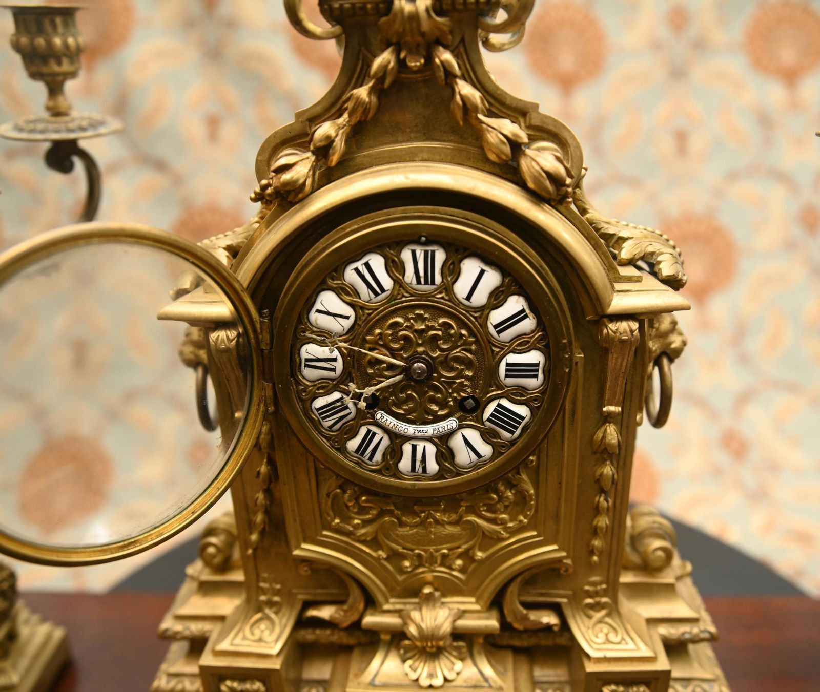 Louis XVI Gilt Clock Garniture Set Candelabras 1880 photo vinterior