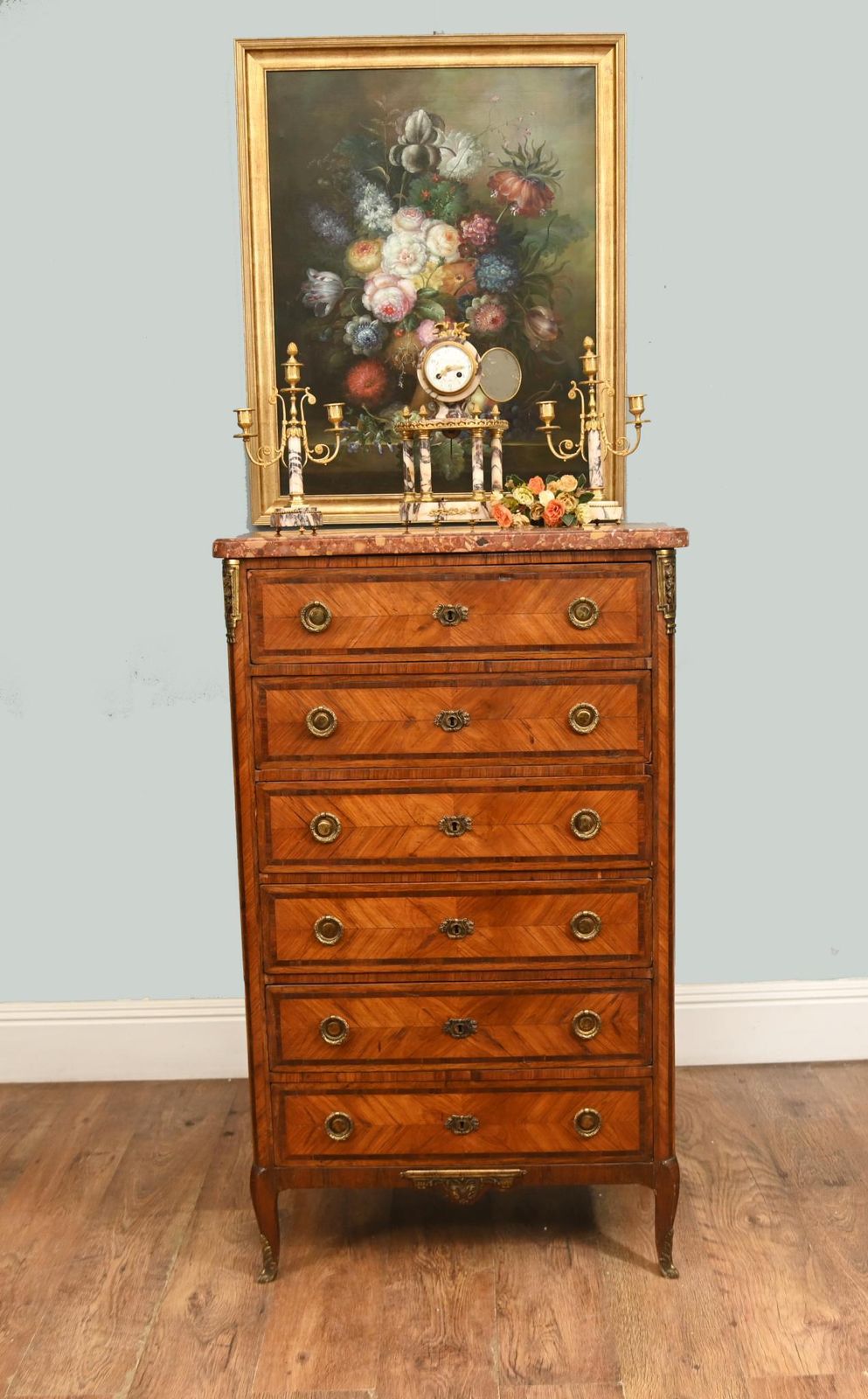 French Louis XVI Chest Drawers Tall Boy Commode