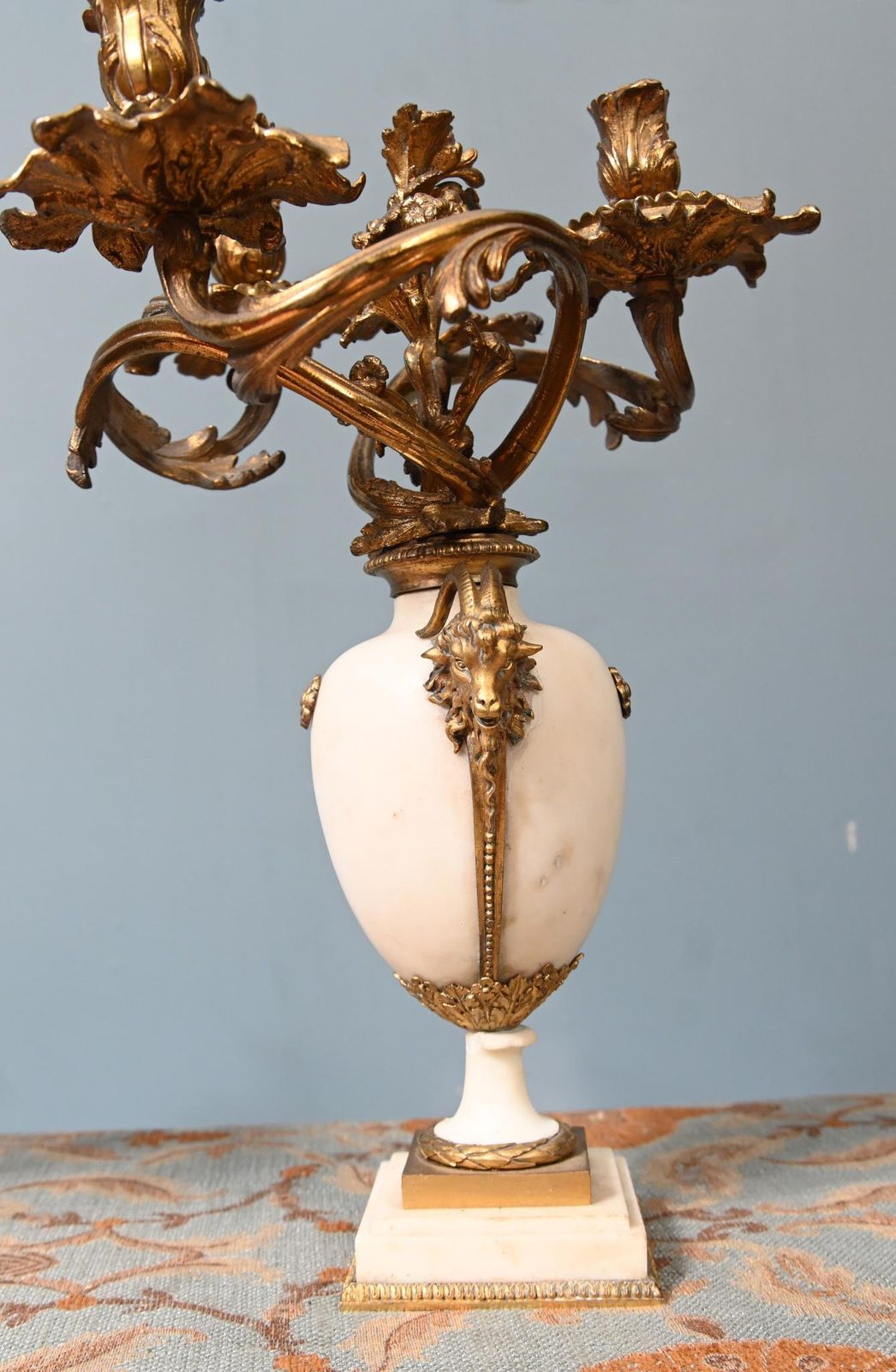 photo vinterior Pair French Candelabras Gilt Marble Louis XVI Revival 1890