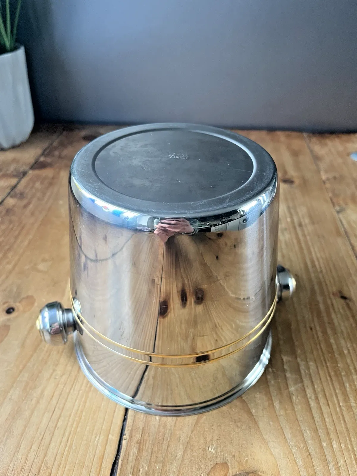 photo furniture Italian Designer Mepra Silver Gold Plate Art Deco Style Ice Bucket Bottle Cooler