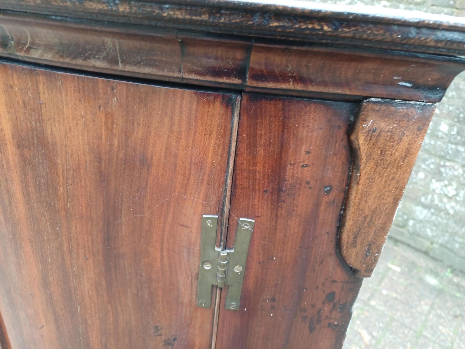Victorian Mahogany Corner Cupboard Antique Bow Front Cabinet With Drawers Shelves Brass Hinges Oak Interior Storage photo Furniture