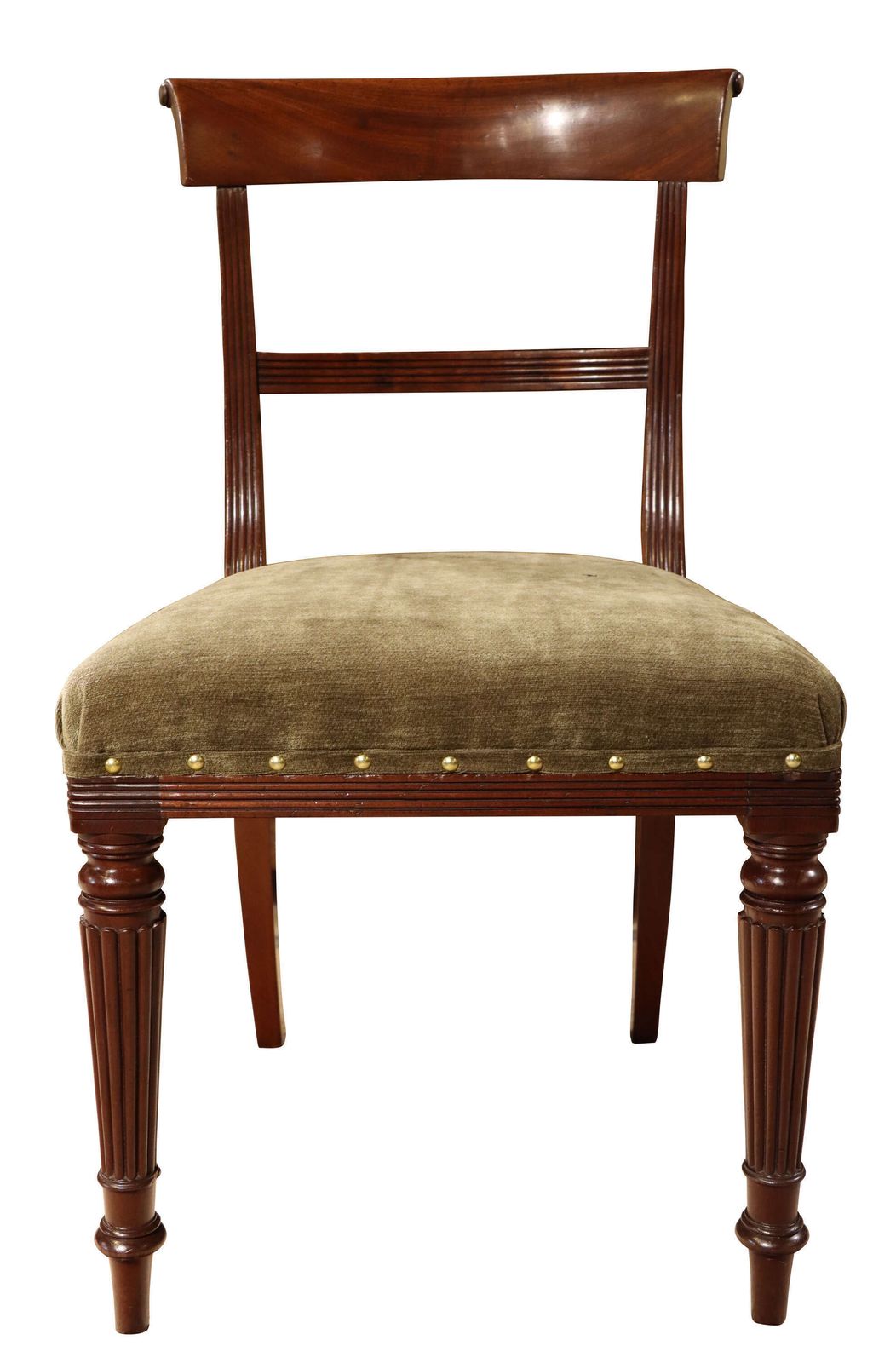Set Of Six Regency Mahogany Bar Back Dining Chairs With Reeded Legs, Circa 1820 photo vinterior