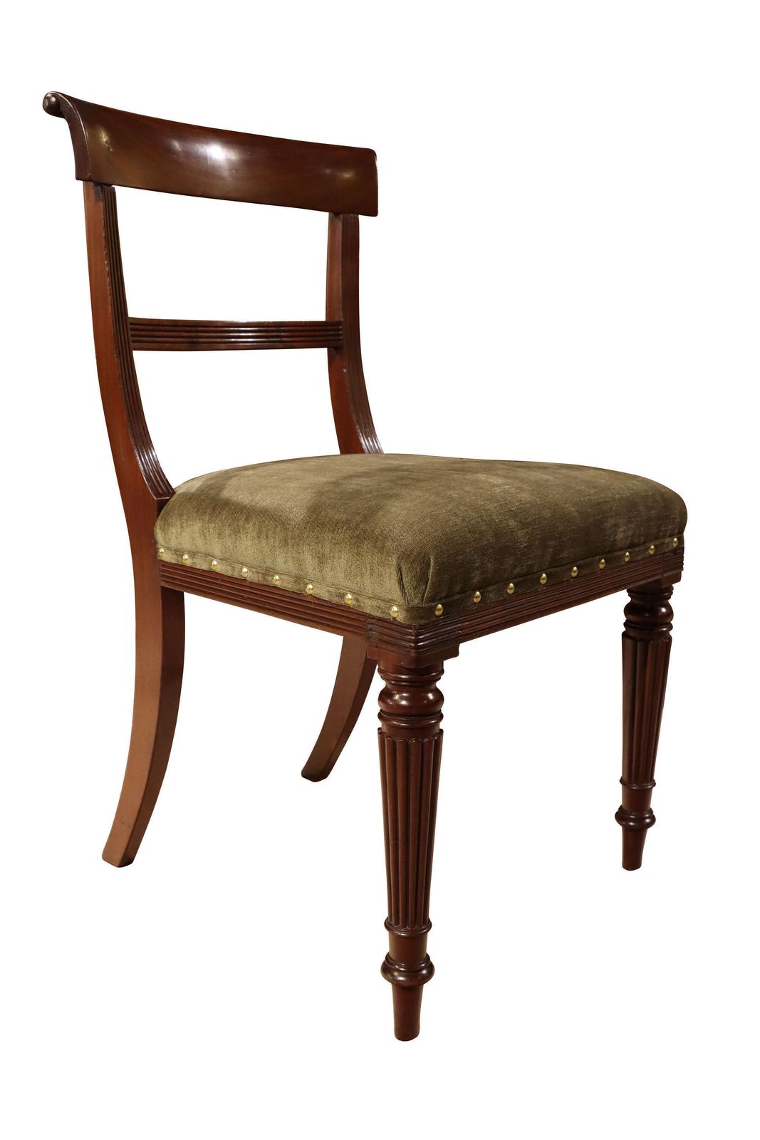 Set Of Six Regency Mahogany Bar Back Dining Chairs With Reeded Legs, Circa 1820 photo buy