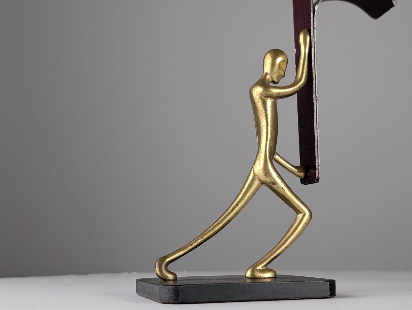 Pair Of Sculptural Bronze Candlesticks By Karl Hagenauer, 1940s photo 917.0