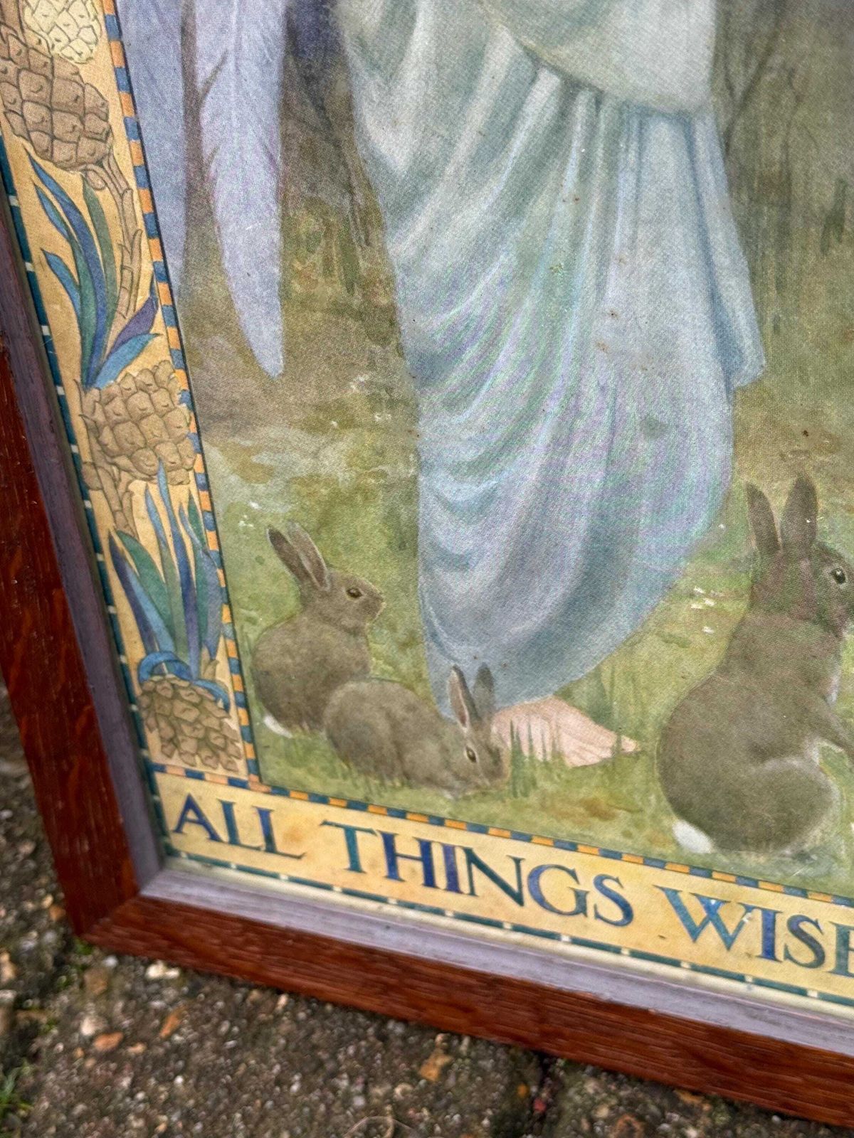 photo for sale Margaret W. Tarrant Hymn Illustration In Beautiful Mid Century Wooden Glazed Frame
