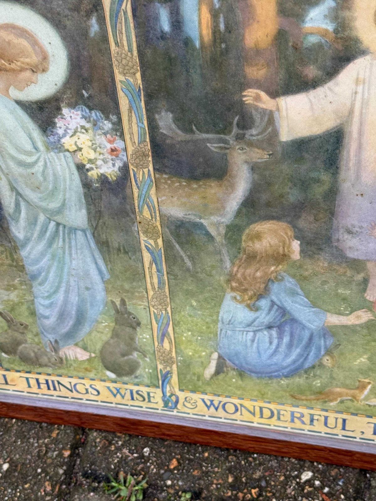 Art Margaret W. Tarrant Hymn Illustration In Beautiful Mid Century Wooden Glazed Frame photo