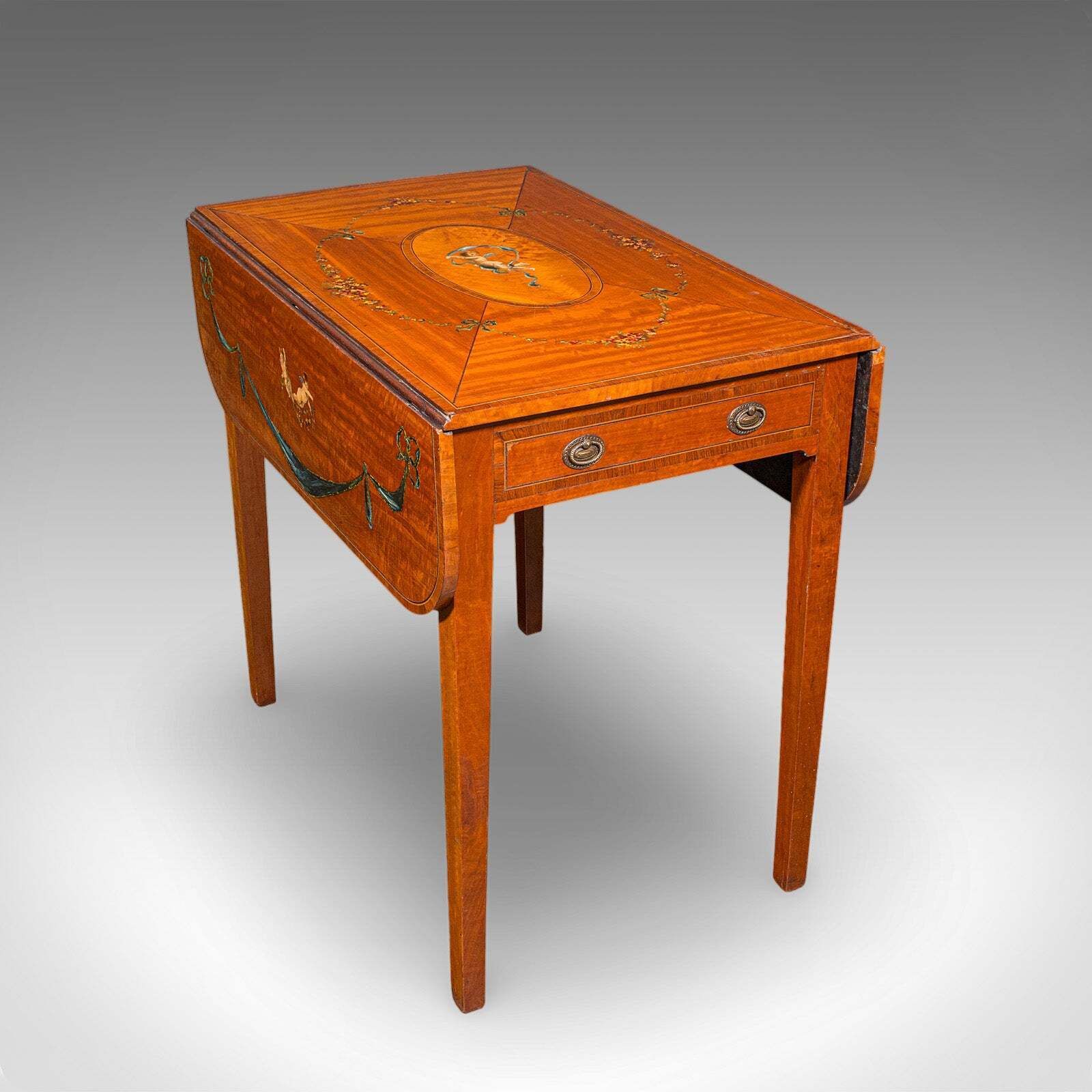 Antique Pembroke Table, English, Satinwood, Drop Leaf, Occasional, Tea, Regency photo furniture