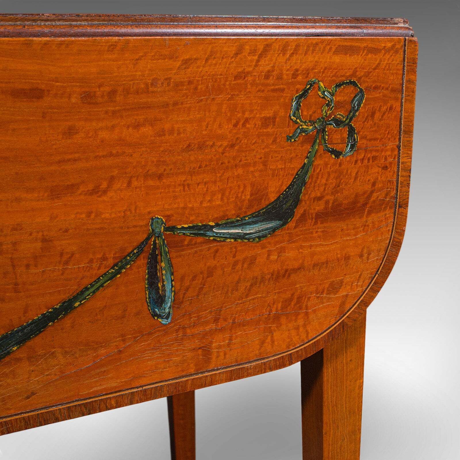 1932.0 Antique Pembroke Table, English, Satinwood, Drop Leaf, Occasional, Tea, Regency photo