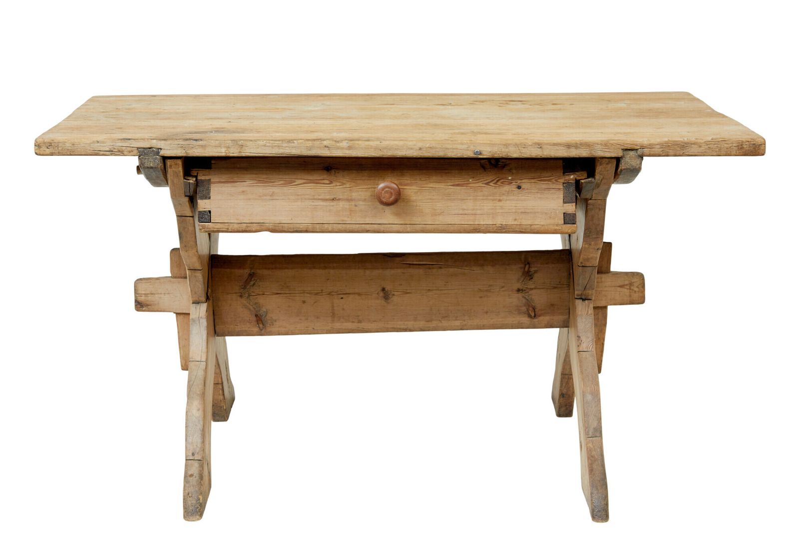 photo for sale 19th Century Swedish Pine X Frame Kitchen Table