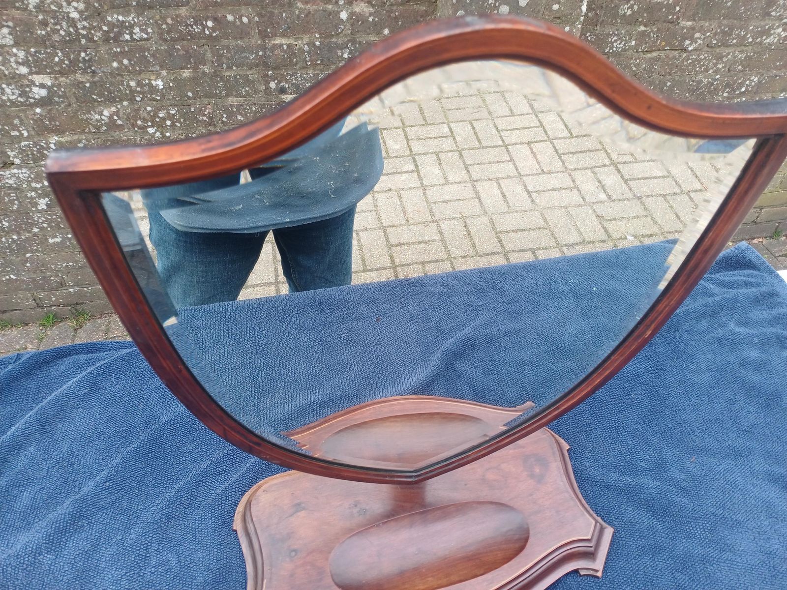 photo furniture Victorian Solid Mahogany Swivel & Tilting Dressing Table Mirror Shield Bevelled Glass Antique C1870 Rare Quality