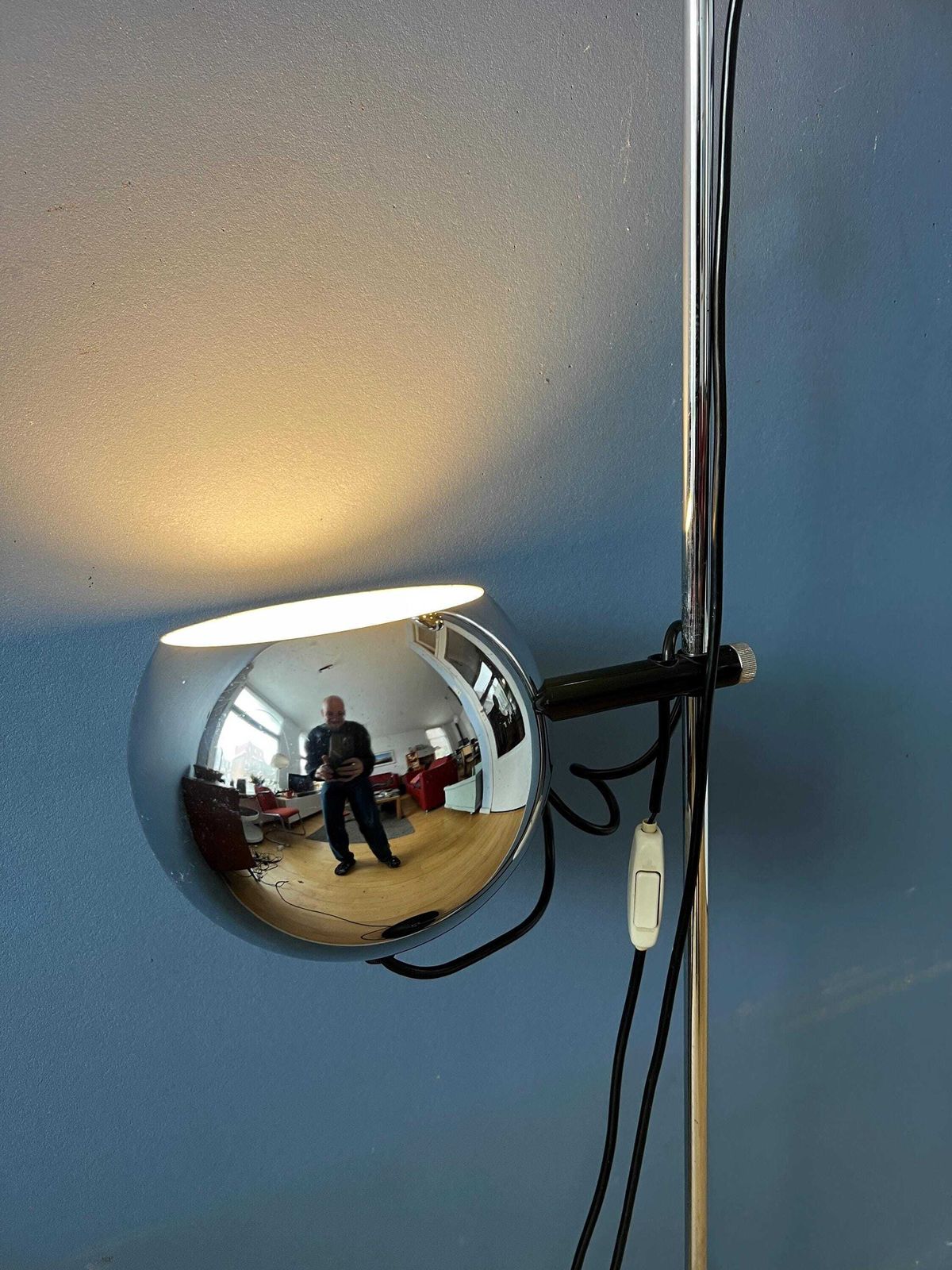 Mid Century Chromen Herda Eyeball Vloerlamp, Jaren '70 photo vinterior