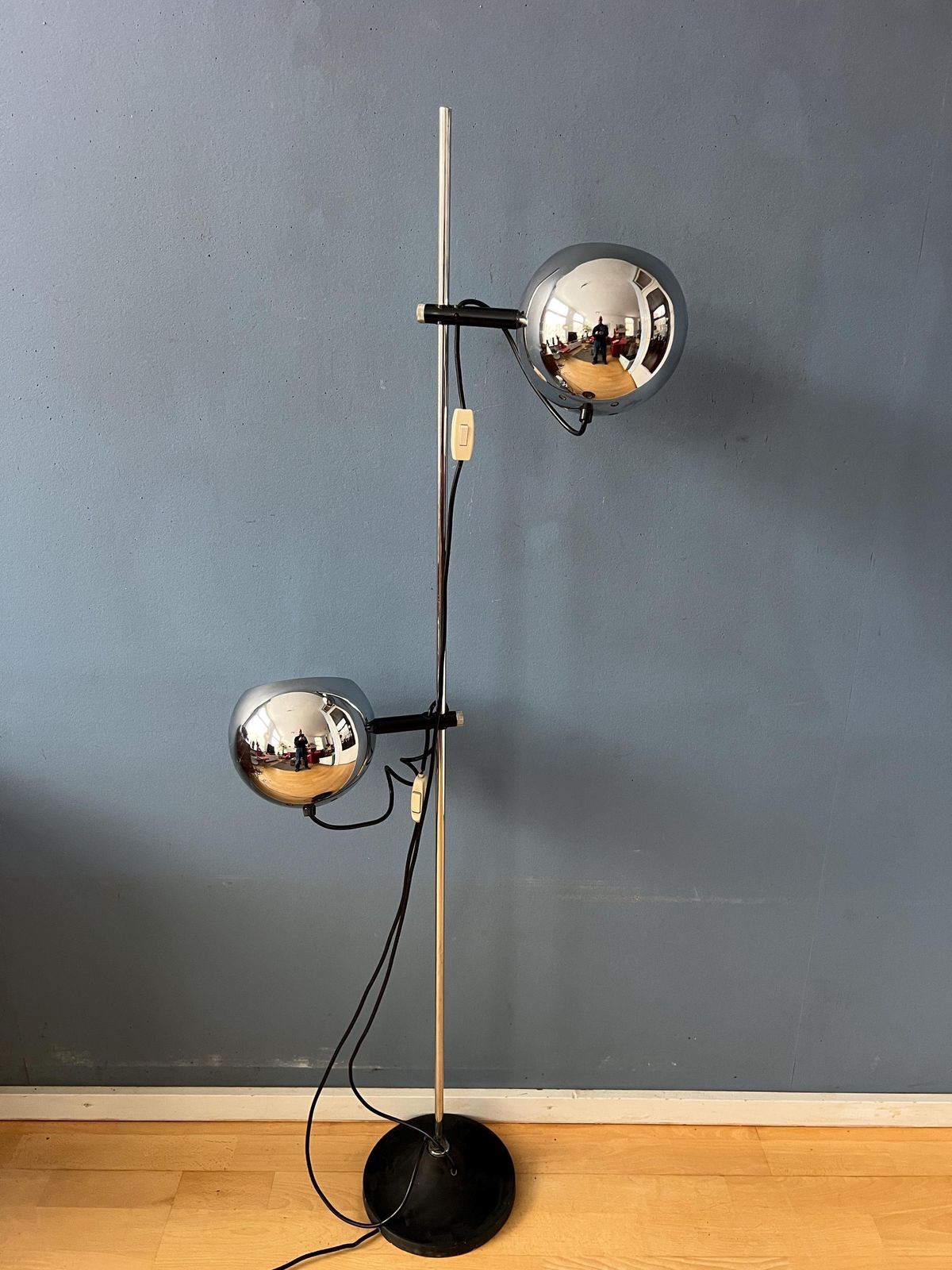 Mid Century Chromen Herda Eyeball Vloerlamp, Jaren '70 photo buy