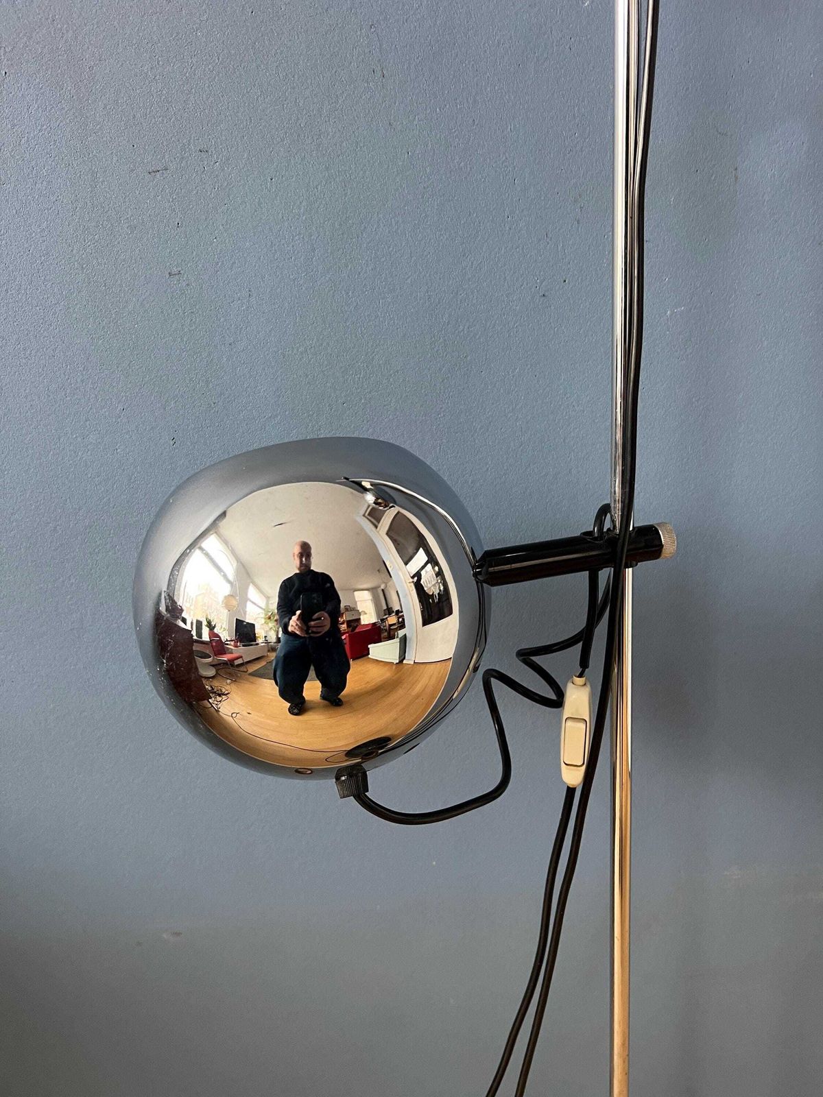 photo furniture Mid Century Chromen Herda Eyeball Vloerlamp, Jaren '70