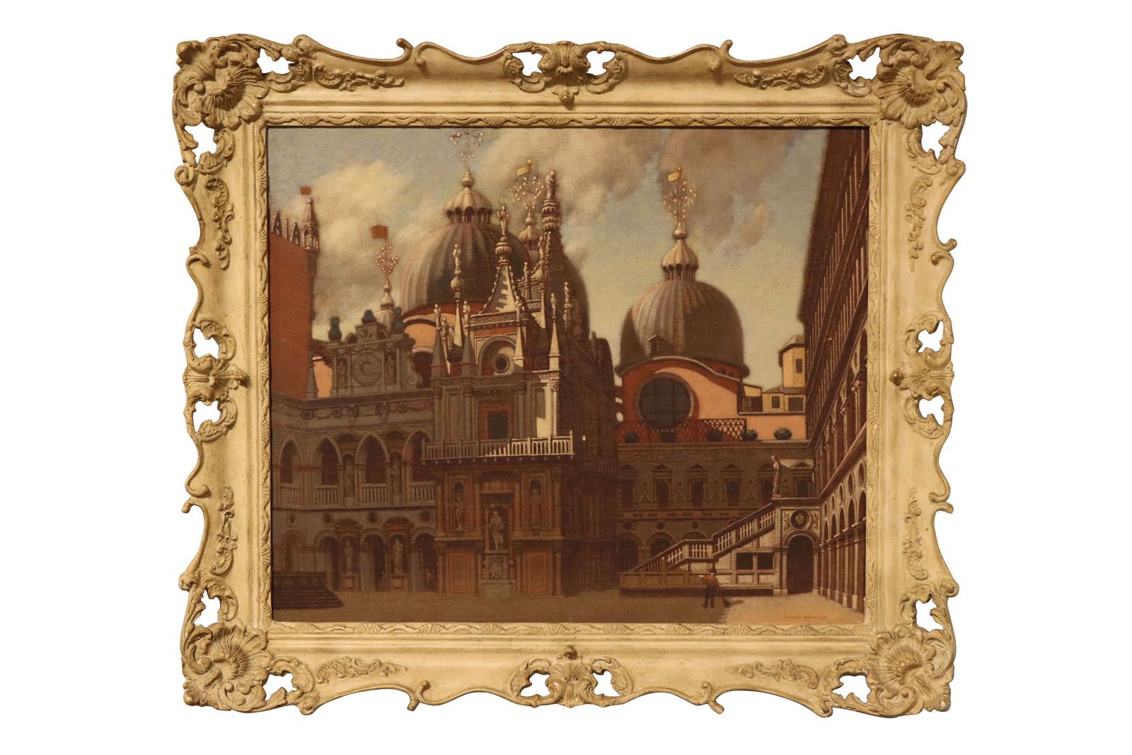 “The Man With The Broom” – Venetian View Of The Palazzo Ducale By Vivian Bewick
