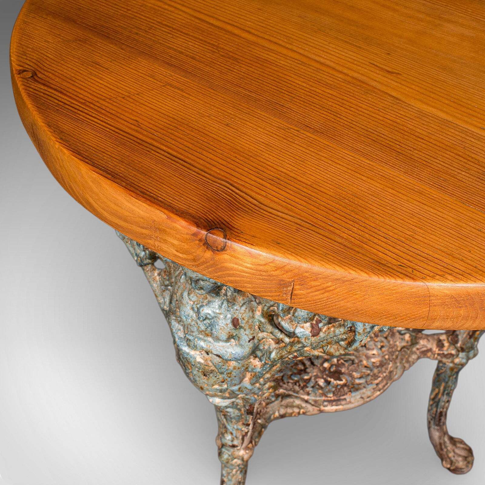 Antique Tavern Table, English, Pine, Cast Iron, Britannia, Pub, Victorian, 1880 photo buy