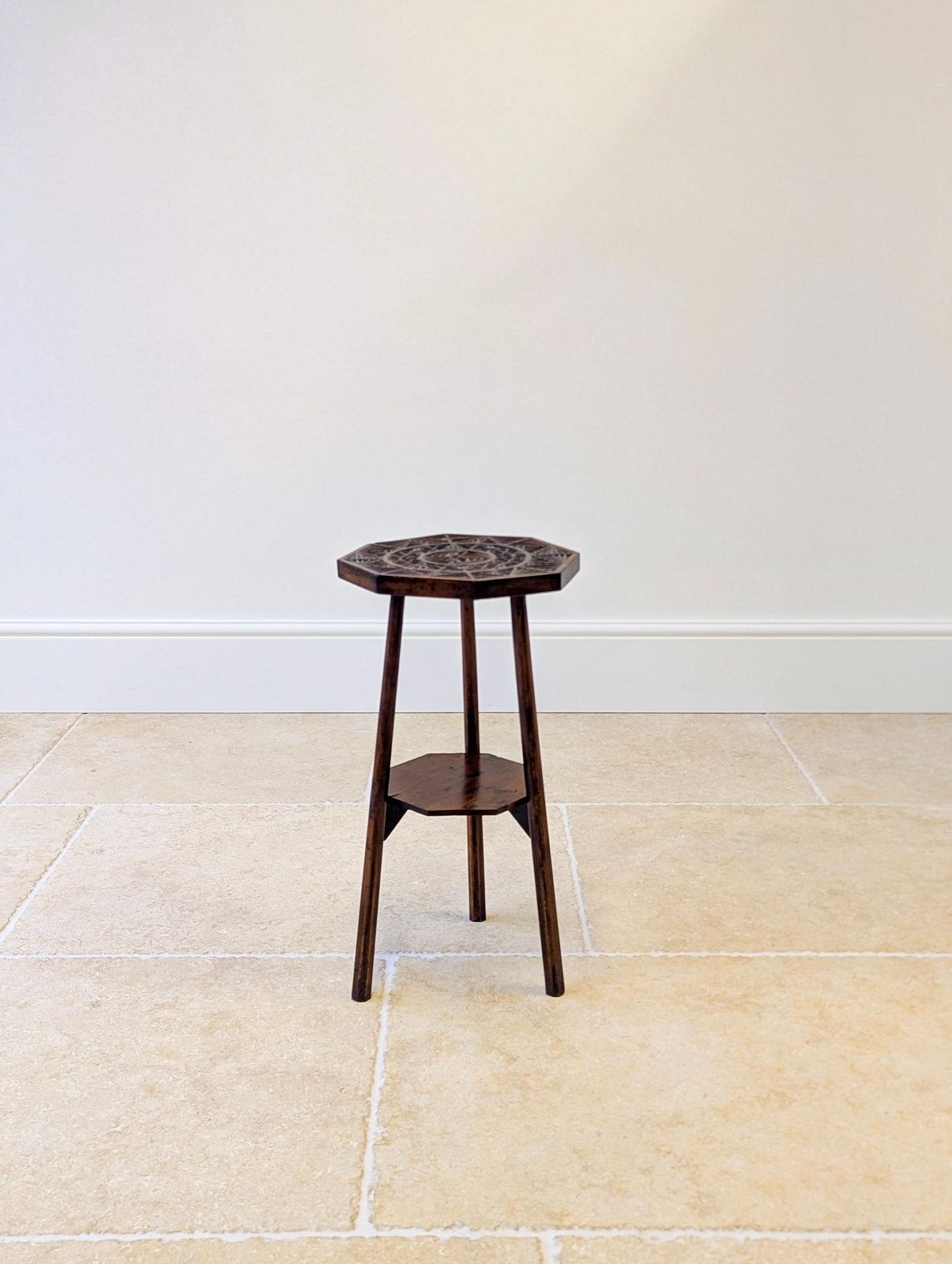 Antique Early 20th Century Carved Oak Tripod Occasional Table photo 385.0