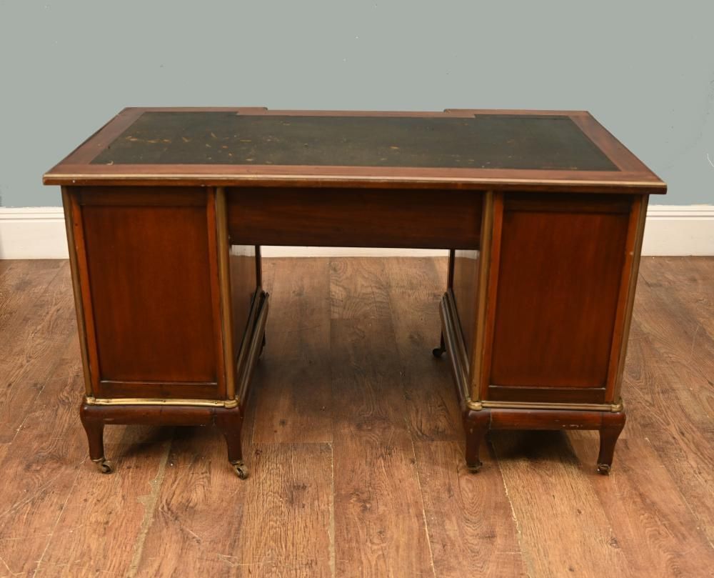 French Desks = Antique Empire Knee Hole Bureau Desk 1890 photo furniture