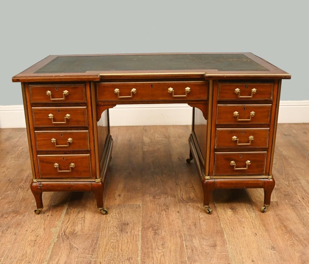 French Desks = Antique Empire Knee Hole Bureau Desk 1890 photo for sale