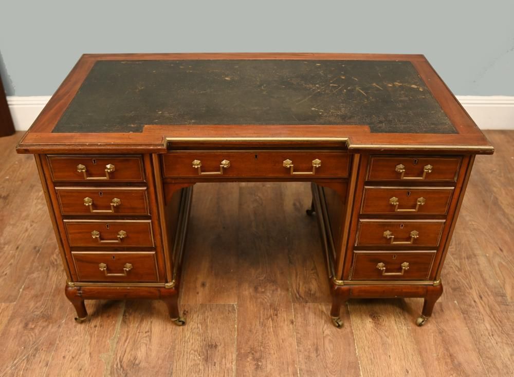 French Desks = Antique Empire Knee Hole Bureau Desk 1890 photo Furniture
