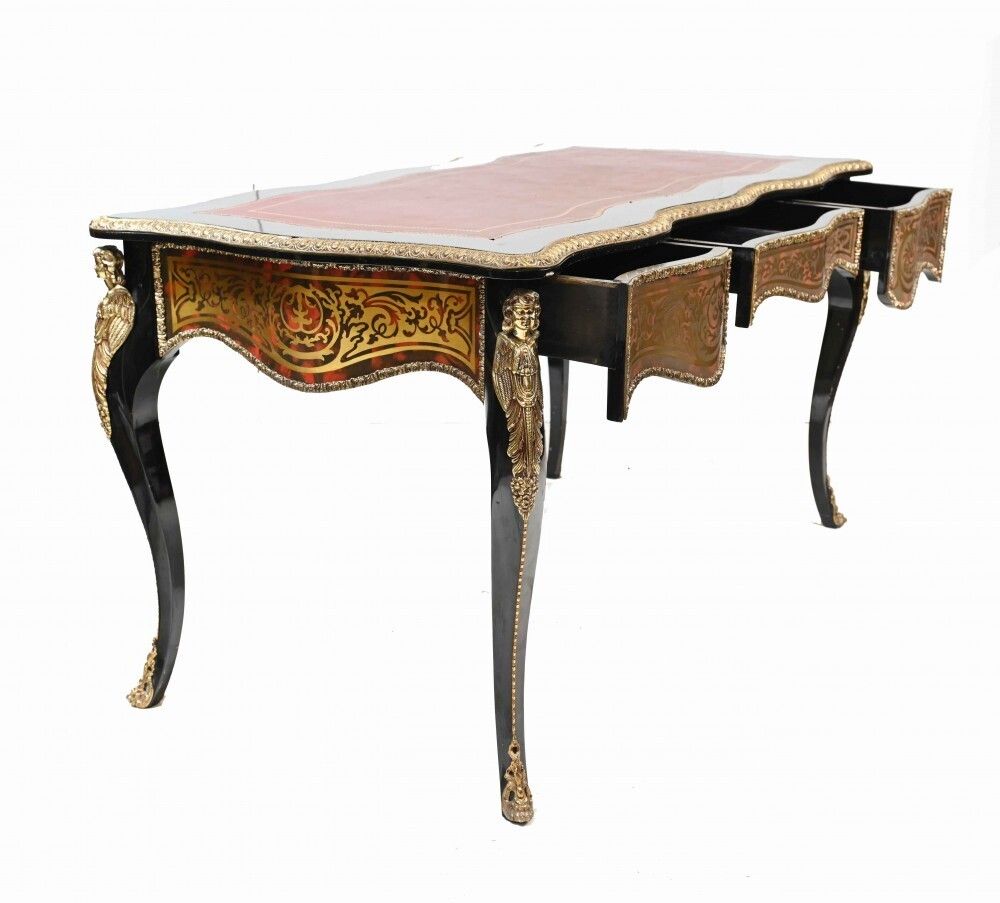 Shaped Boulle Bureau Plat Desk French Interiors photo vinterior