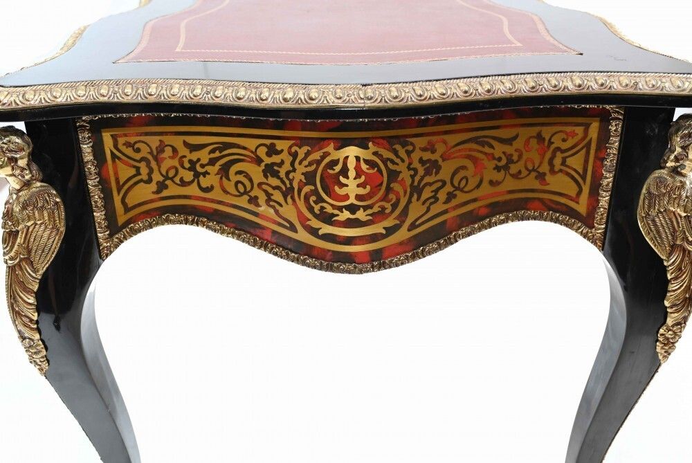 photo for sale Shaped Boulle Bureau Plat Desk French Interiors