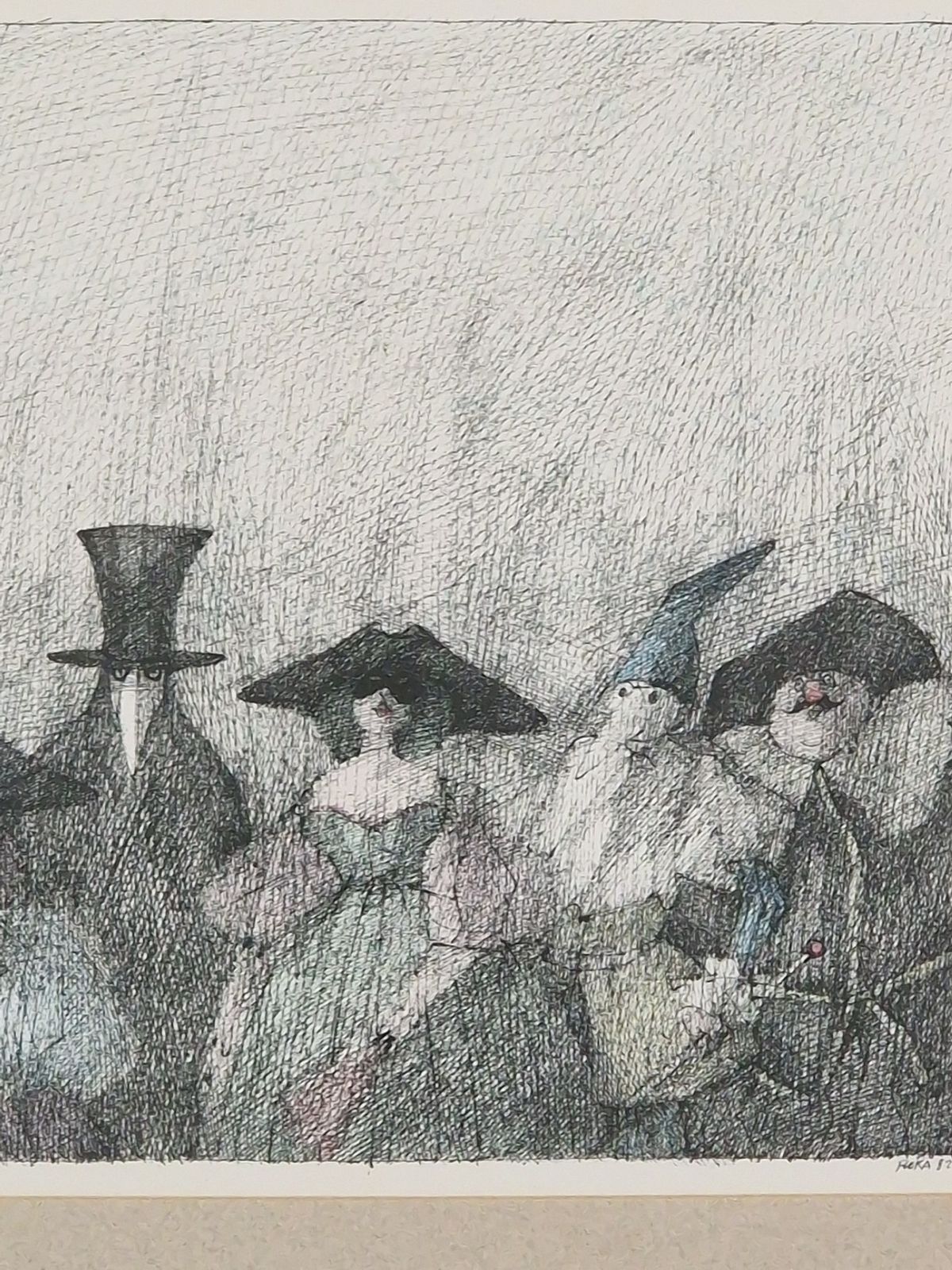 'Carnevale Veneziano'   After Paul Flora. Coloured Print. photo vinterior