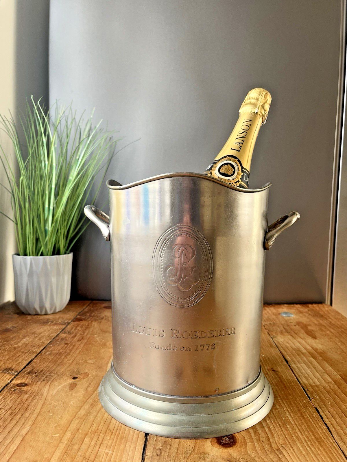 Antique Art Deco Silver Plated Louis Roederer Champagne Bottle Ice Bucket Cooler