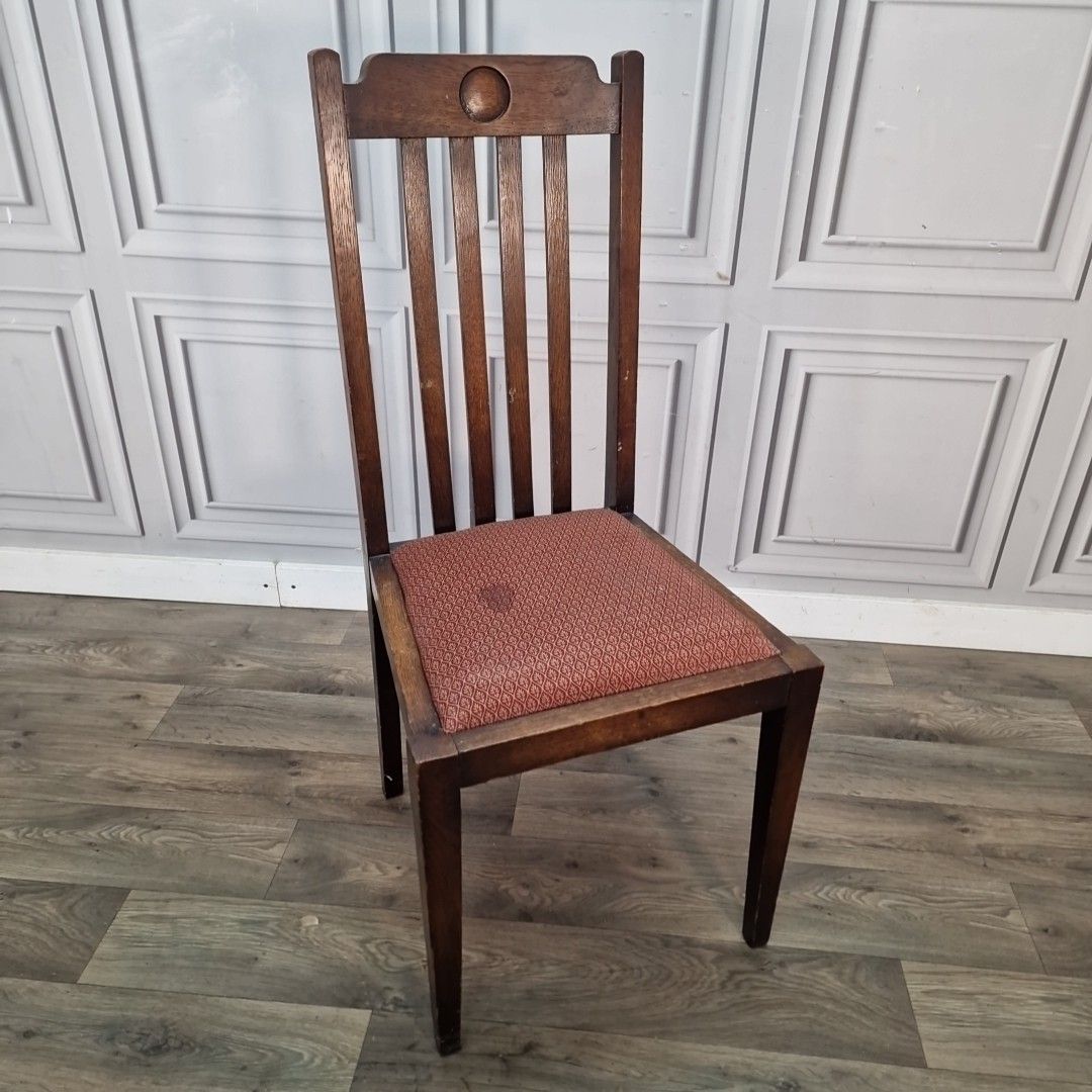 Antique Wooden Dining Chair Arts & Crafts Solid Oak Vintage Bedroom Hall Desk photo furniture