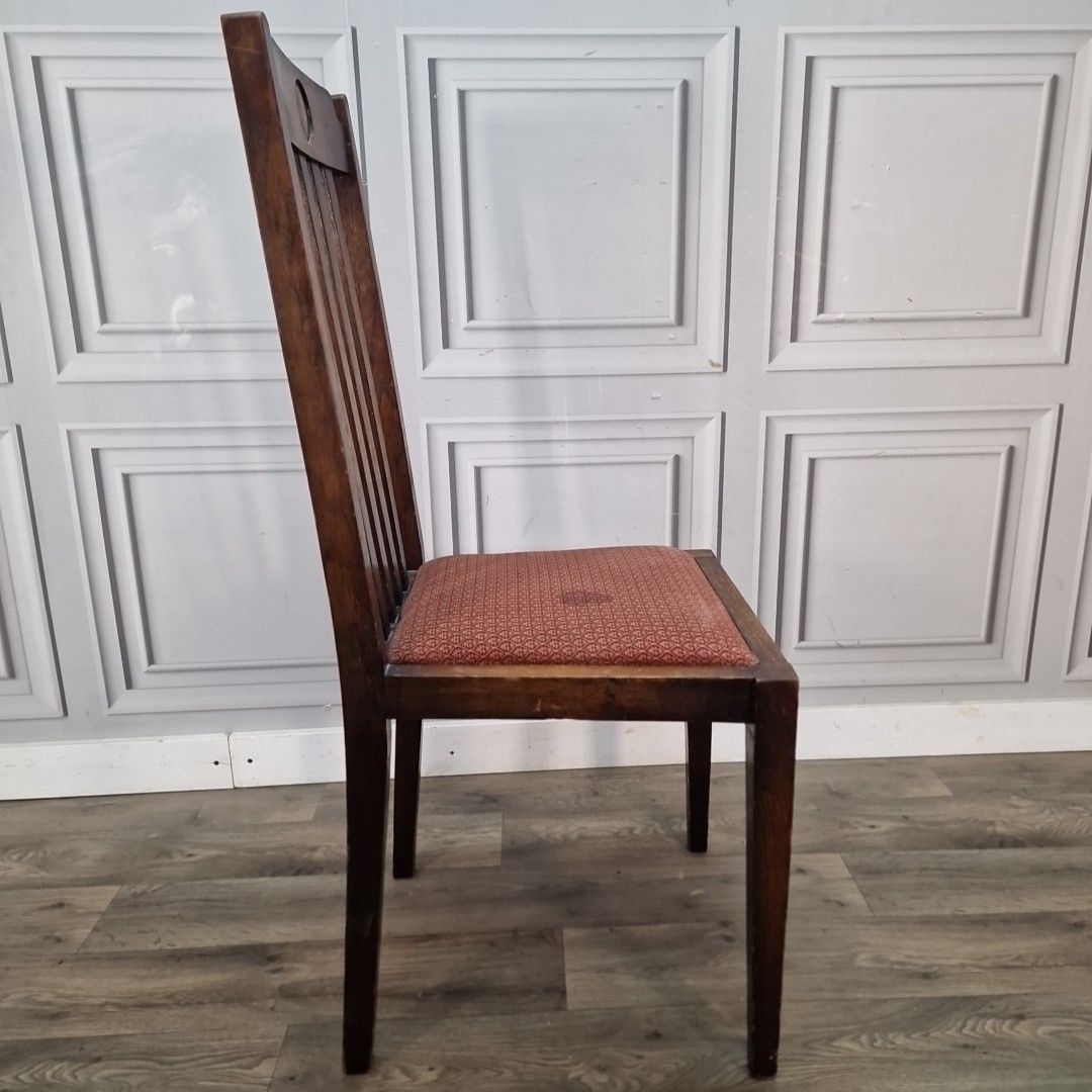 70.0 Antique Wooden Dining Chair Arts & Crafts Solid Oak Vintage Bedroom Hall Desk photo