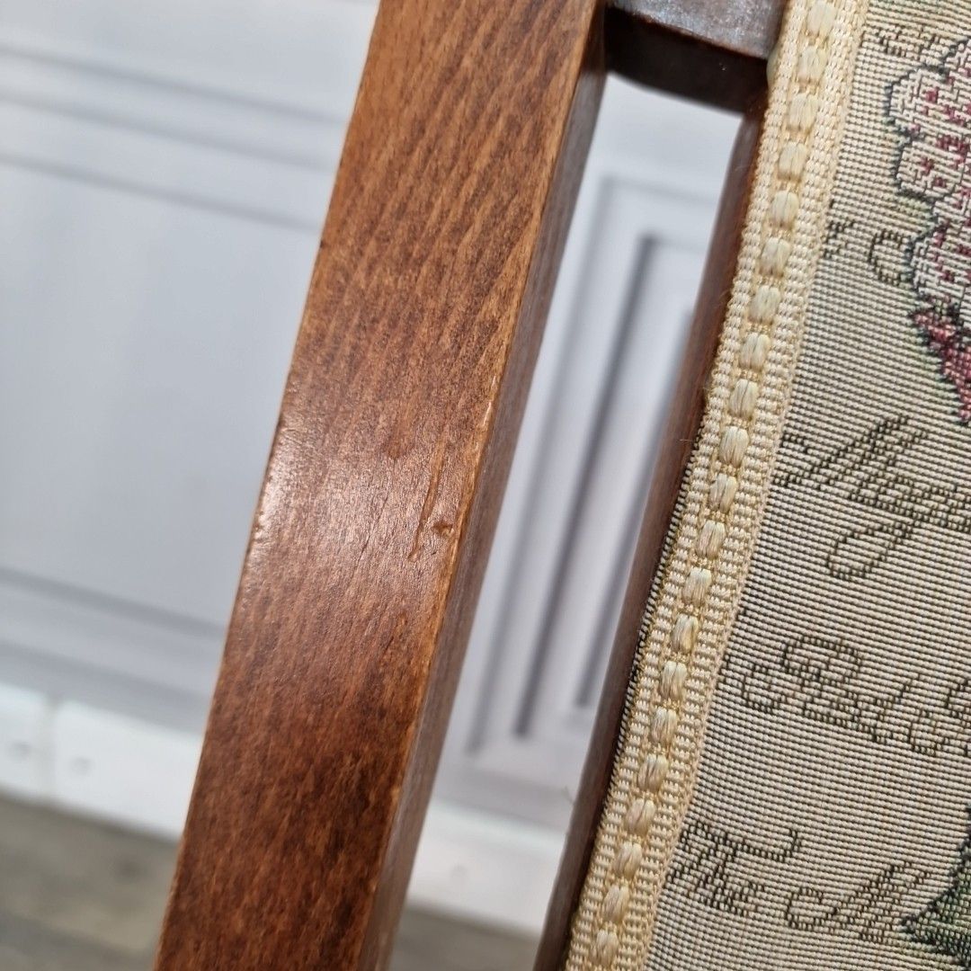 Antique Wooden Child's Chair Upholstered Seat Arts And Crafts Oak Vintage photo 90.0