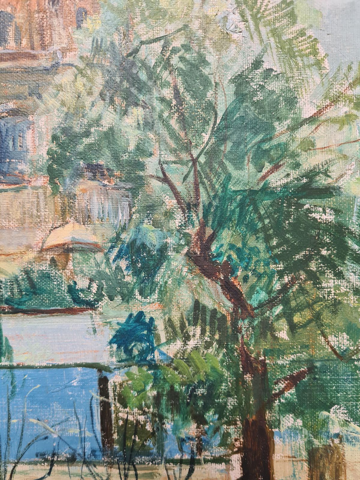 Les Invalides, Paris, Mid Century Modern Oil Painting On Canvas photo for sale