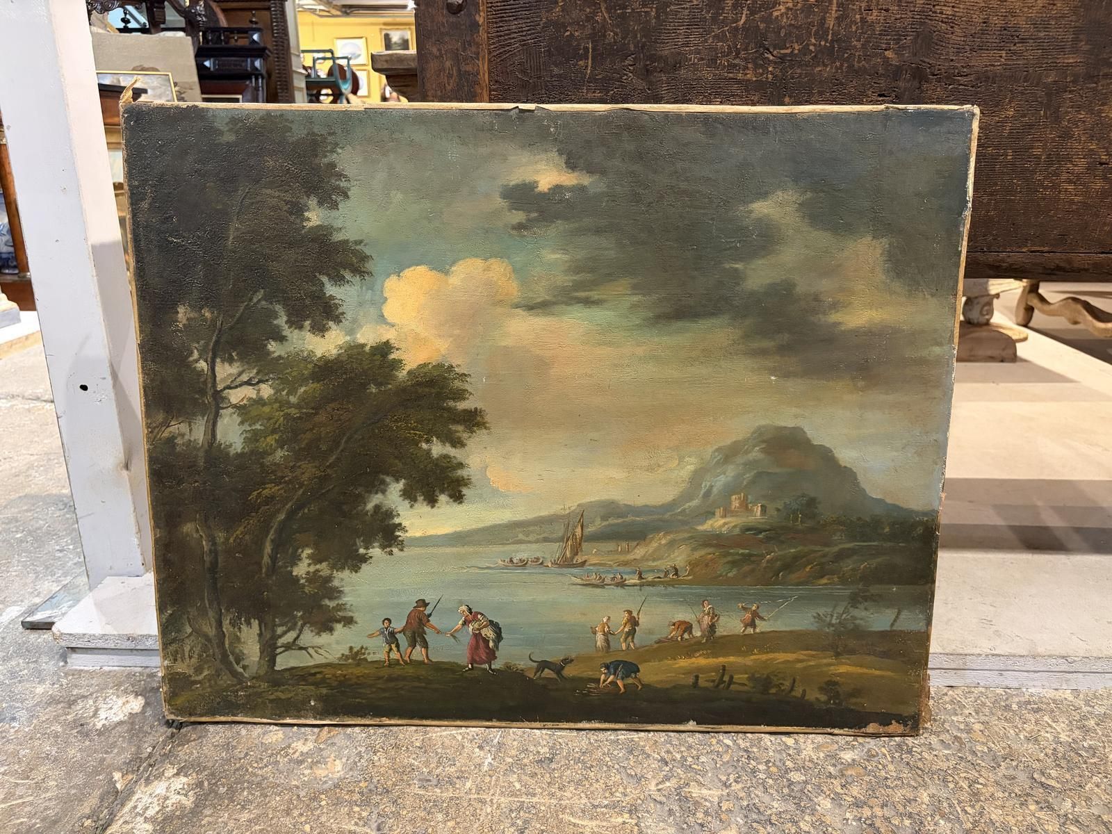 18th Century Italian Oil On Canvas Of A Coastal Scene photo furniture