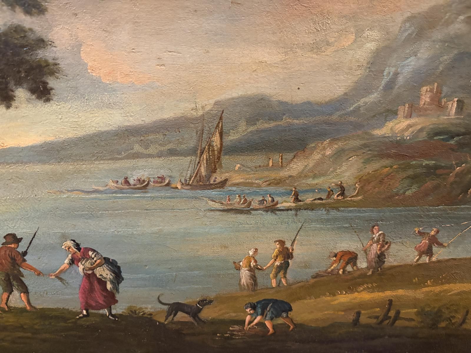 18th Century Italian Oil On Canvas Of A Coastal Scene photo 1495.0