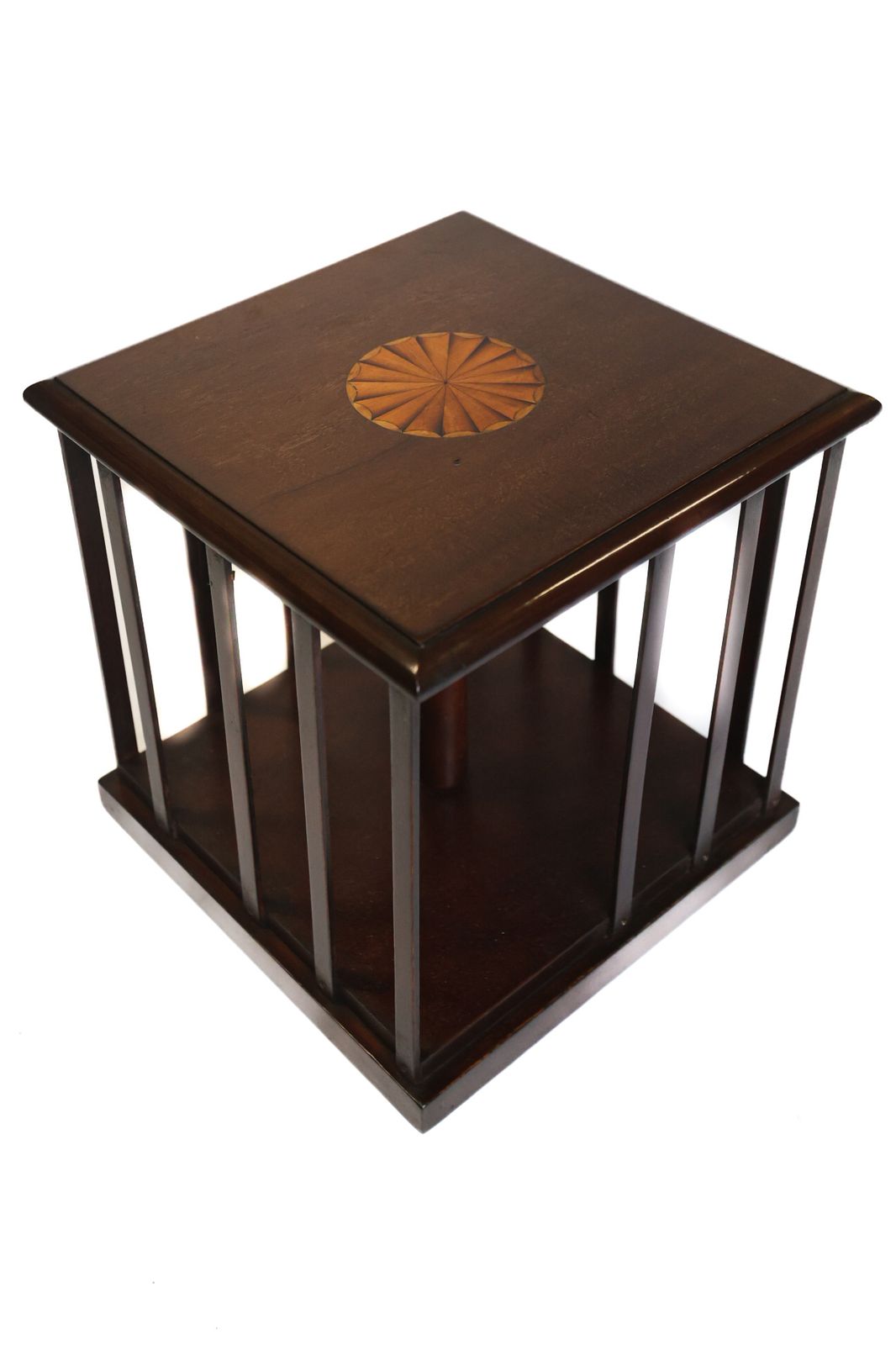 Edwardian Inlaid Table Top Revolving Bookcase