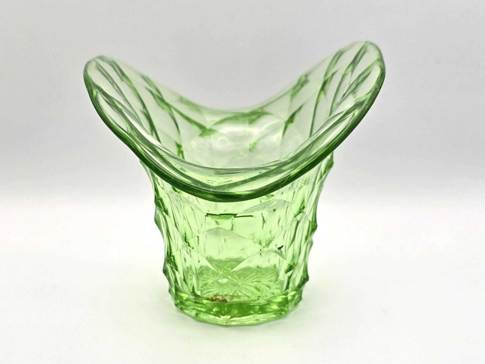 Antique Uranium Glass Vase   "Top Hat" Flower Vase   Uv Active   1920s Czech photo vinterior