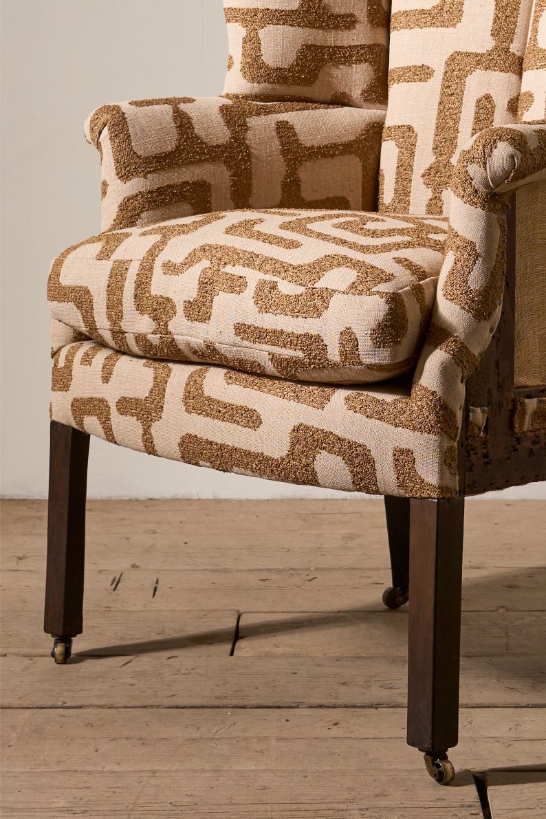 Georgian Barrel Back Armchair Upholstered In Recycled Cotton Fabric photo furniture