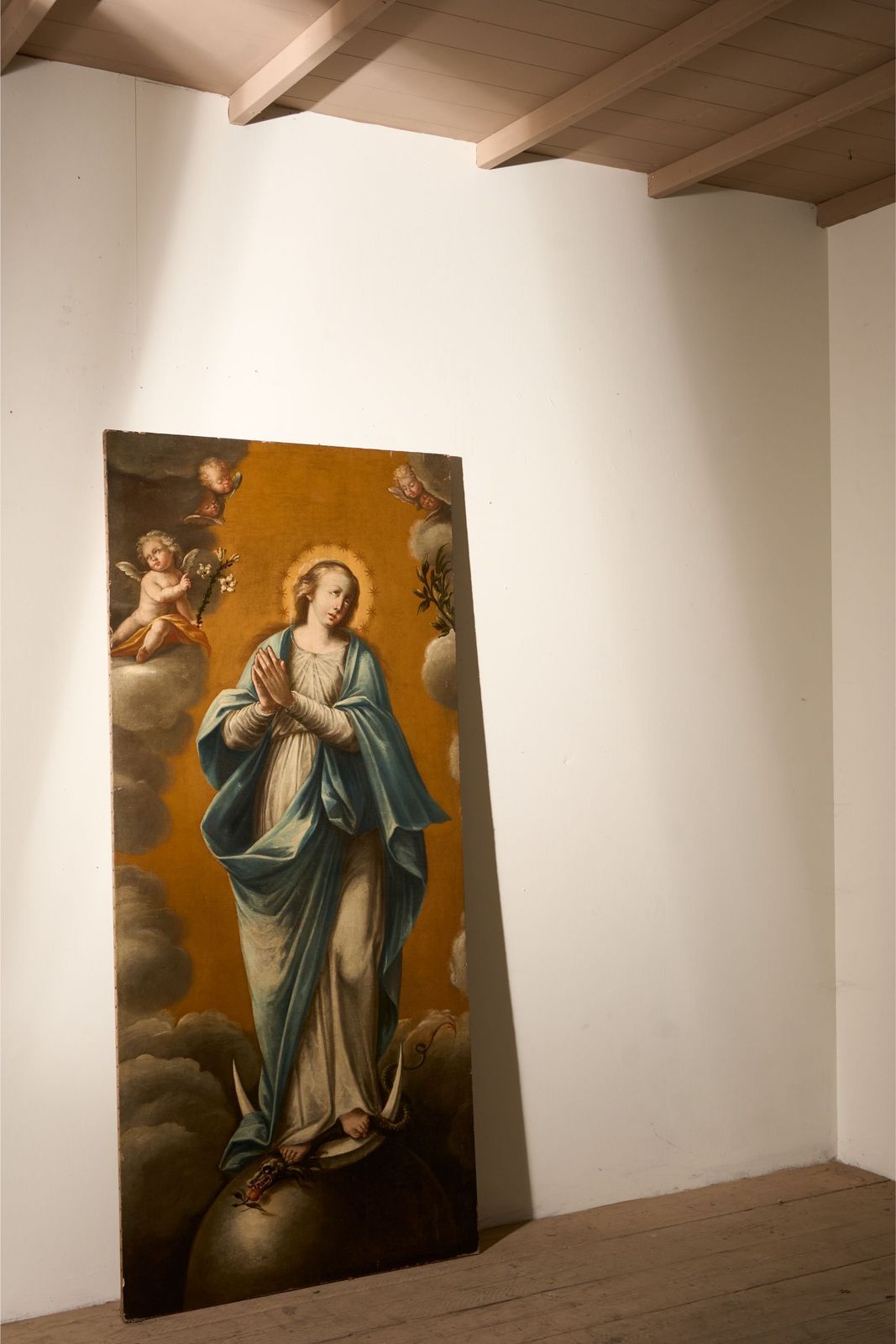 Very Large 17th Century Oil On Canvas Painting Of The 'Immaculate Conception' photo vintage