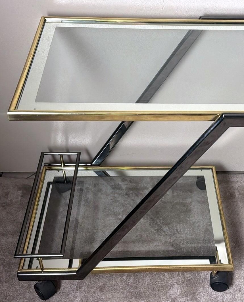 Home Decor Mid Century Italian Bar Cart In Burnished Steel And Brass photo